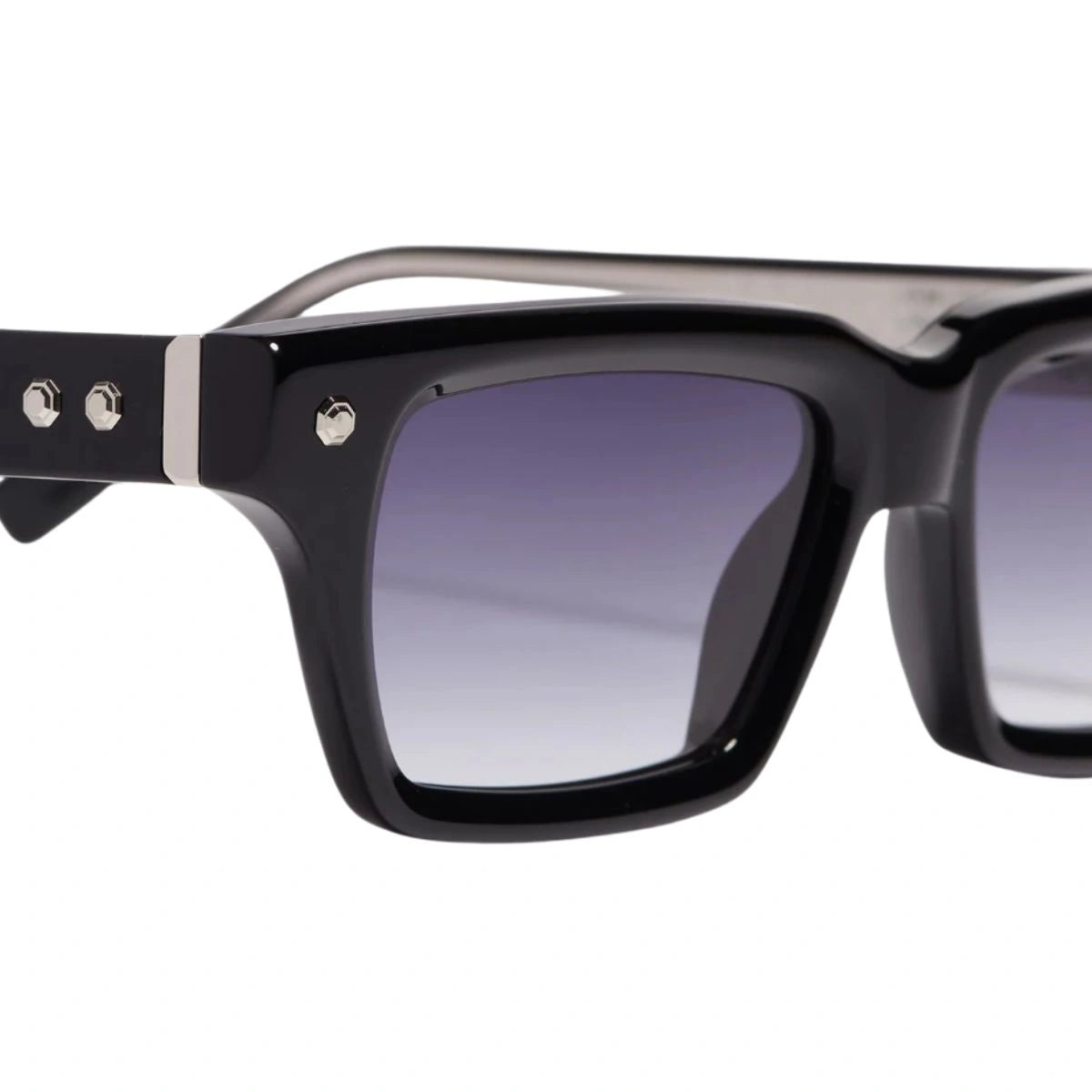 Explore Project P04 sunglasses featuring platinum-tone details and dark blue CR39 lenses