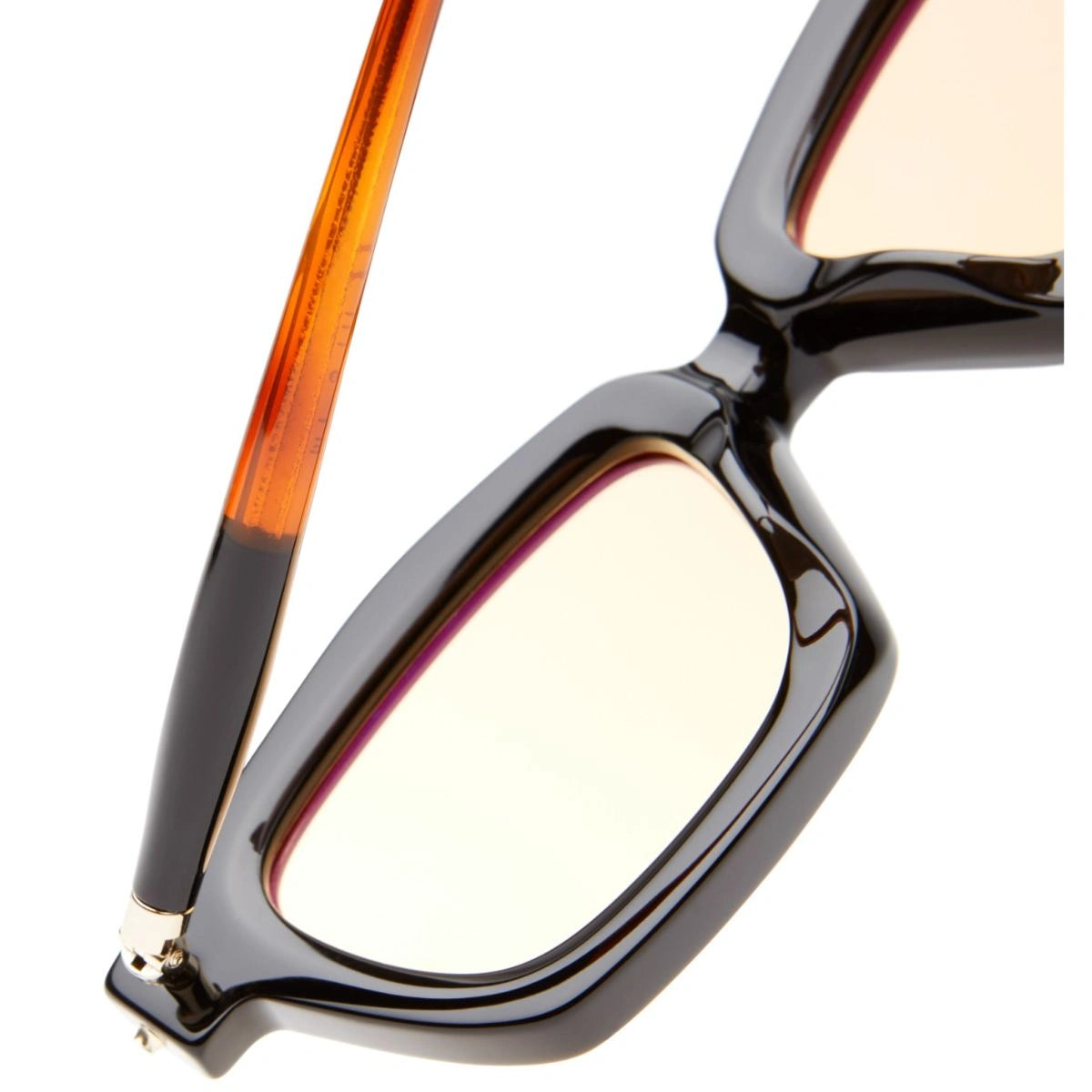 Kuboraum P25 BT black shine frame sunglasses with orange tinted lenses