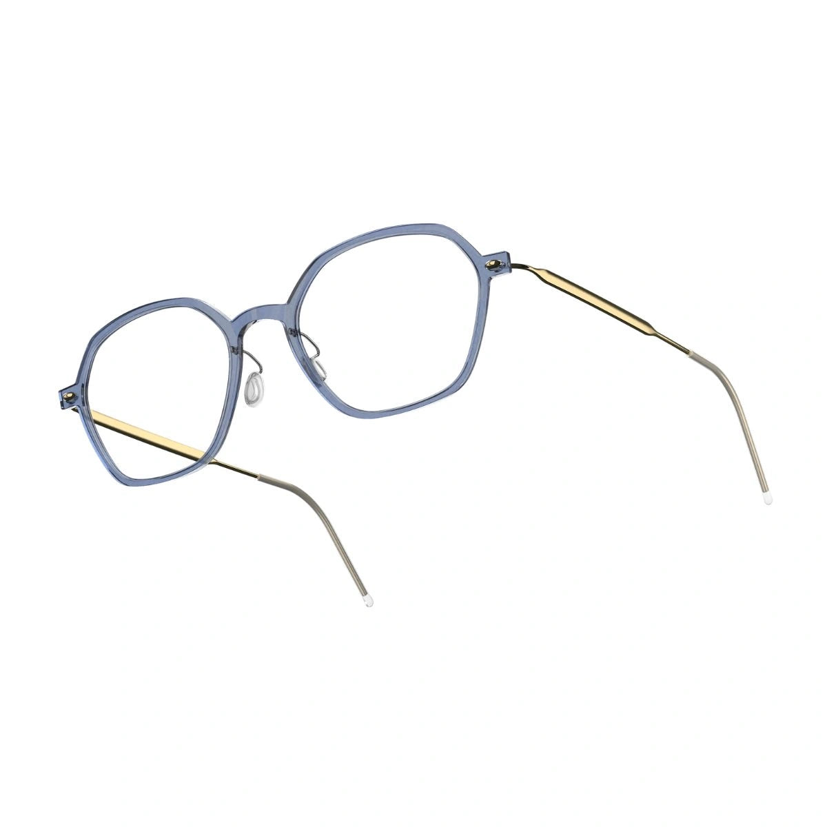 LINDBERG 6665 PGT matte blue optical frame with gold titanium temples