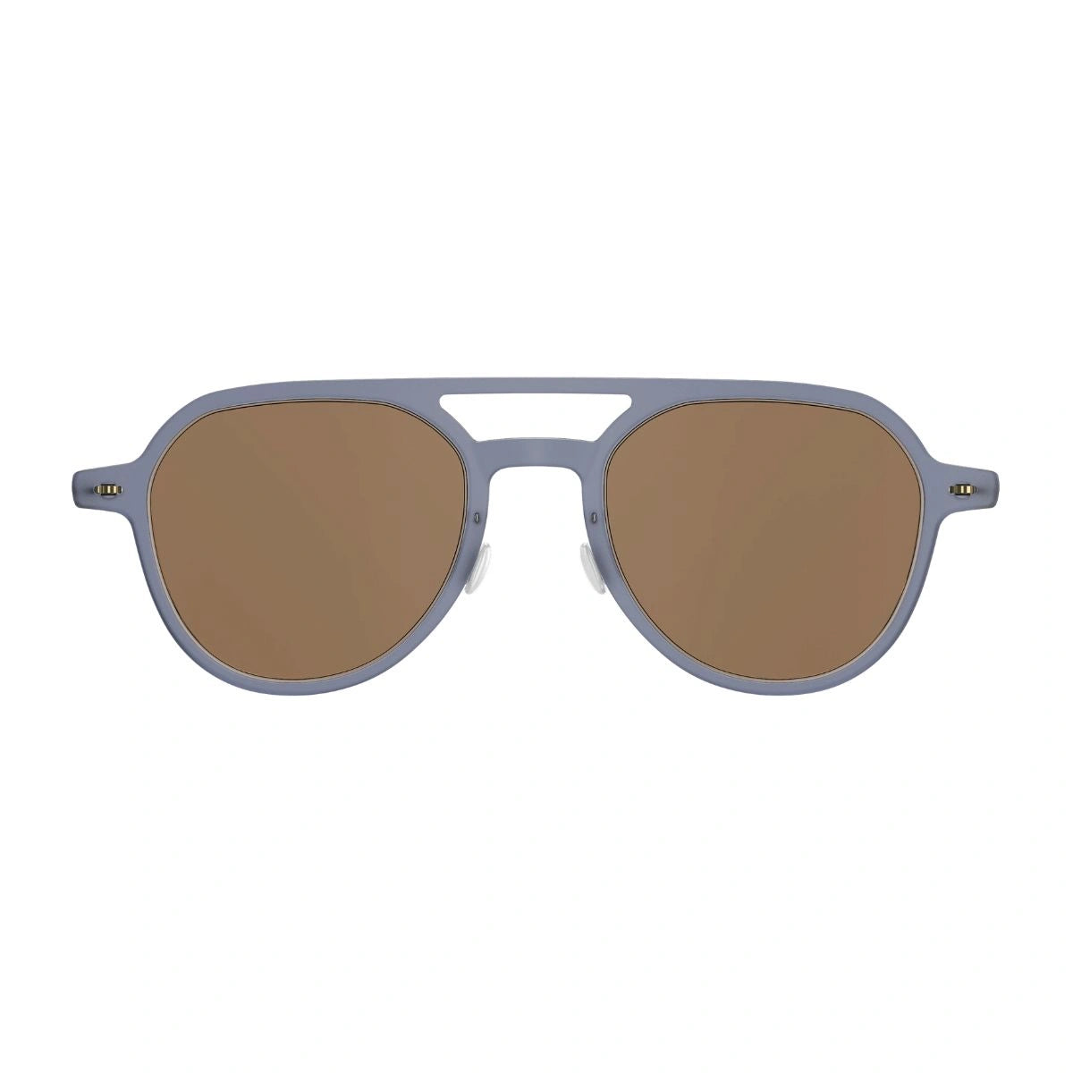 Matte blue LINDBERG aviator sunglasses with gold titanium temples
