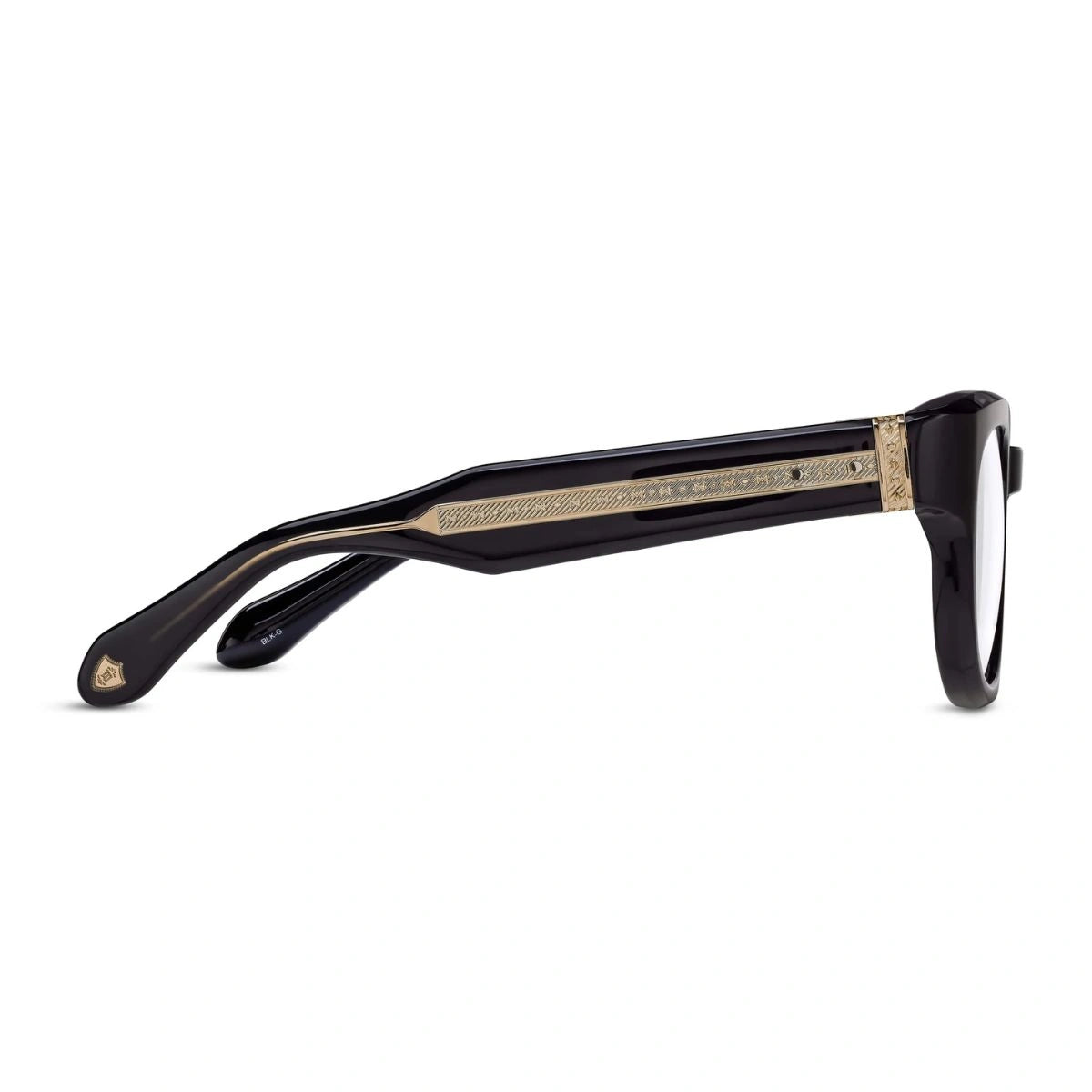 Matsuda M1038 BLK-G black gold round optical frames with keyhole bridge