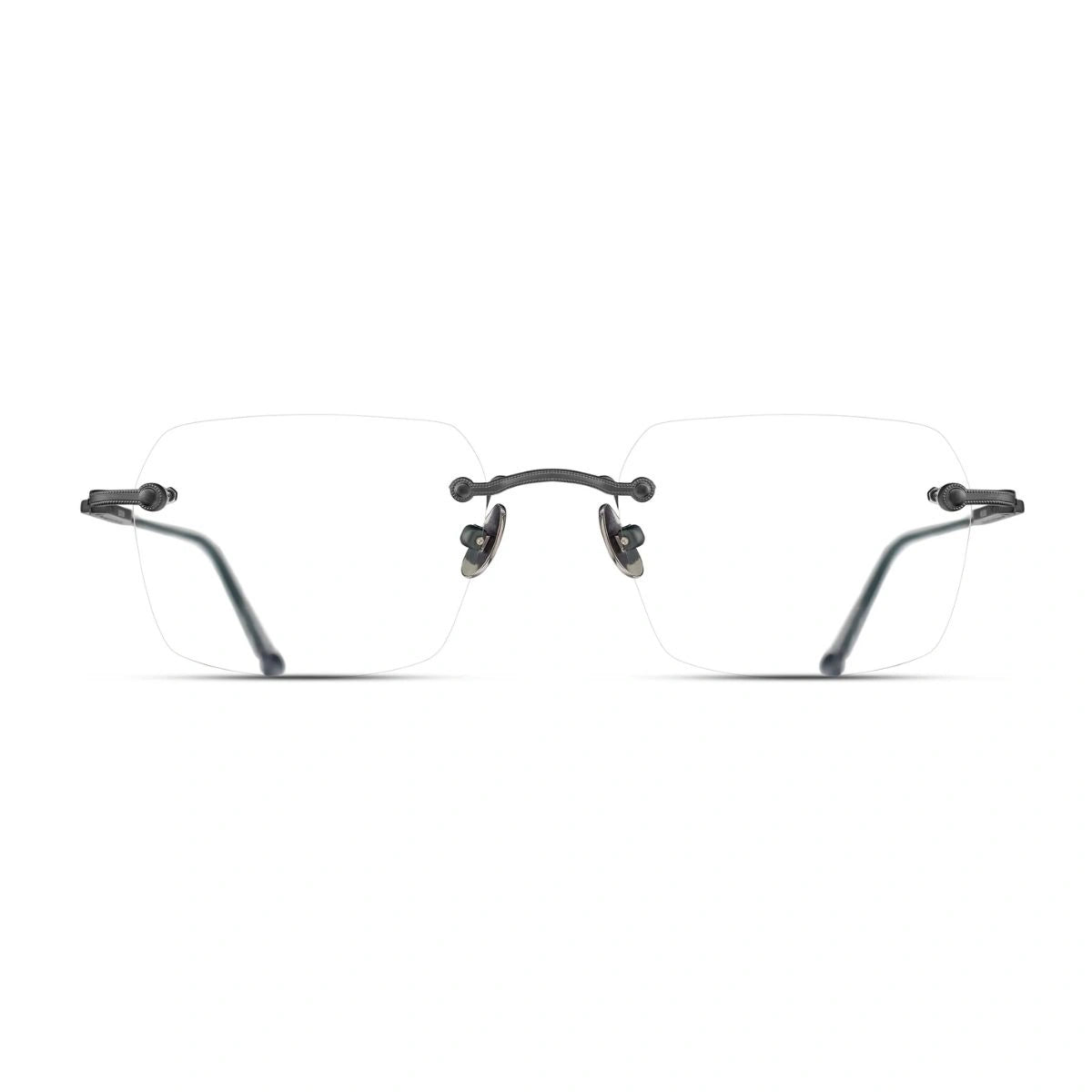 Matsuda M5008 MBK matte black square rimless titanium eyeglasses