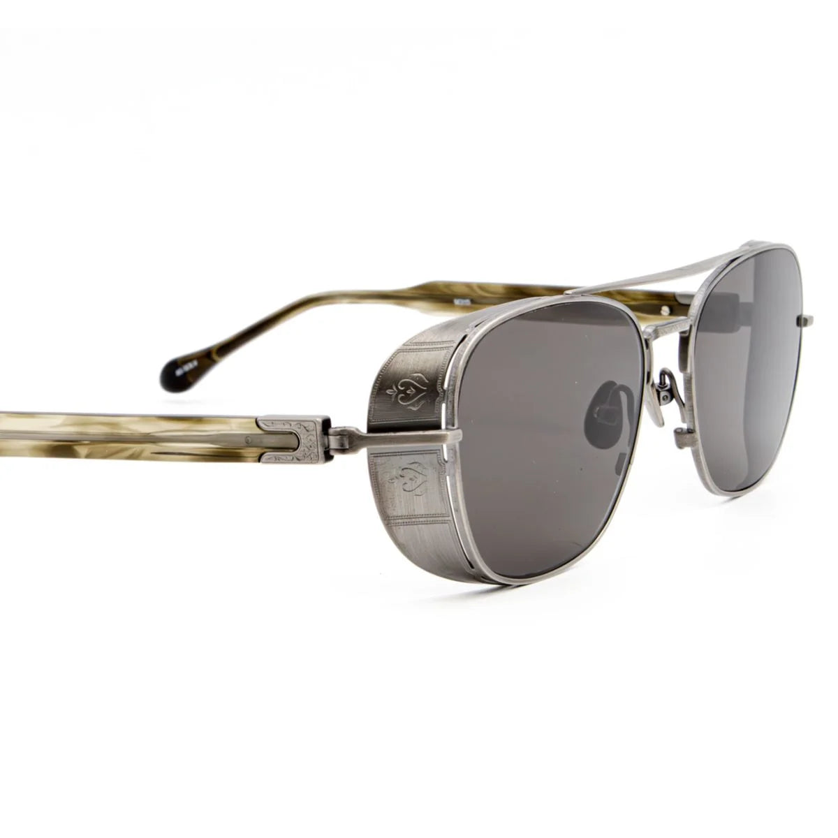 Matsuda M3115 silver titanium sunglasses with grey UV-protection lenses for adults