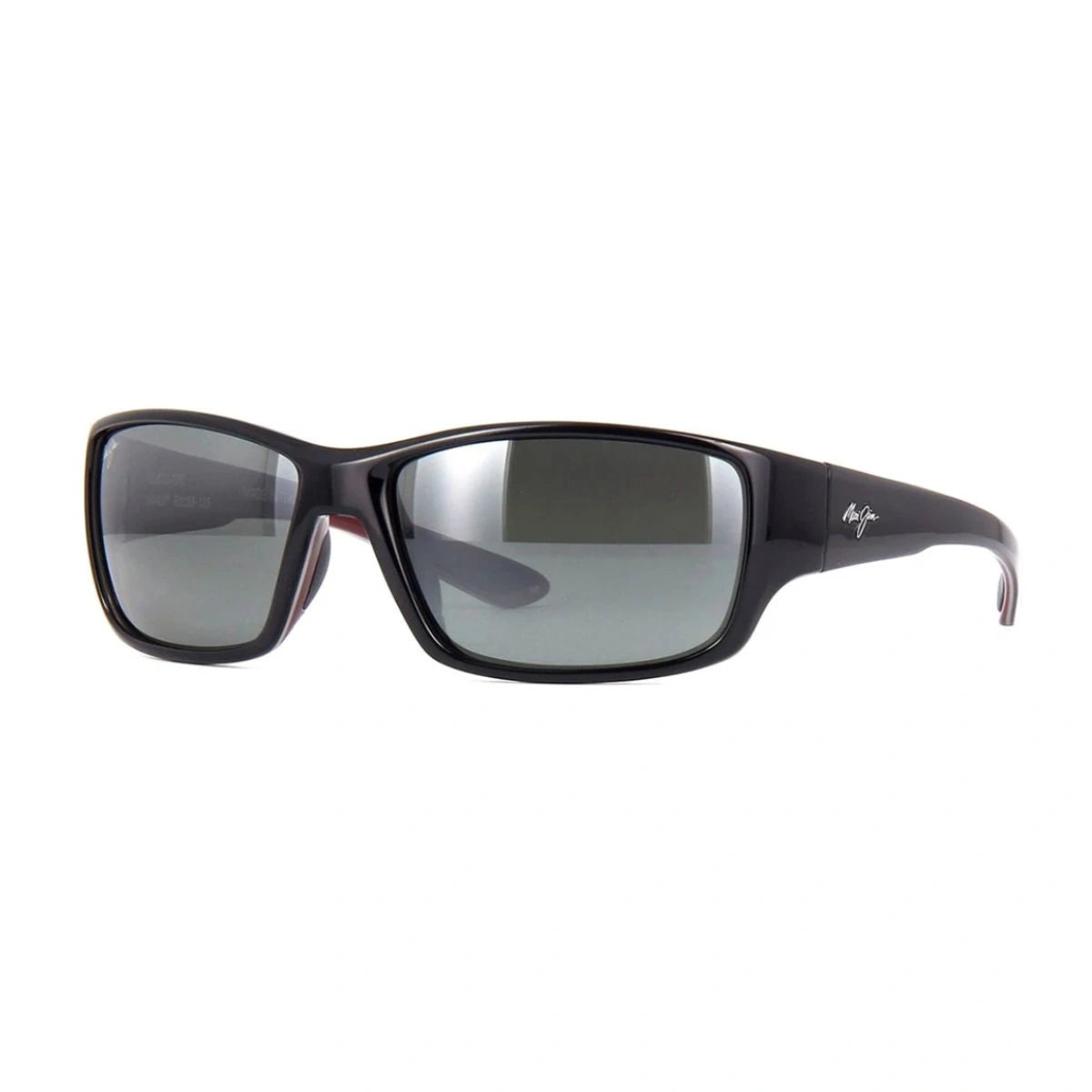 Maui Jim MJ810-07E shiny black full-rim wraparound sunglasses for men