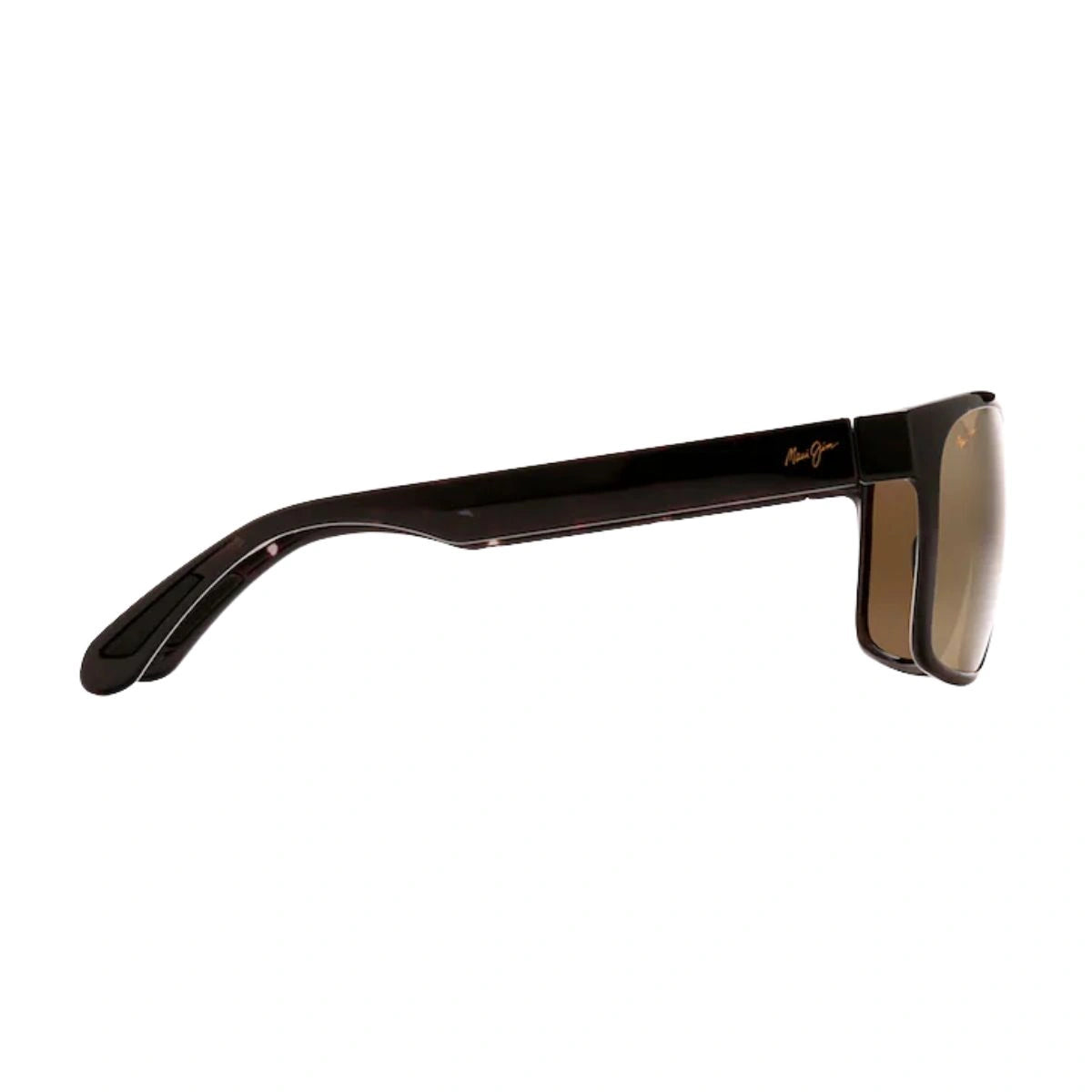 Maui Jim square shades with gold logo temple detailing