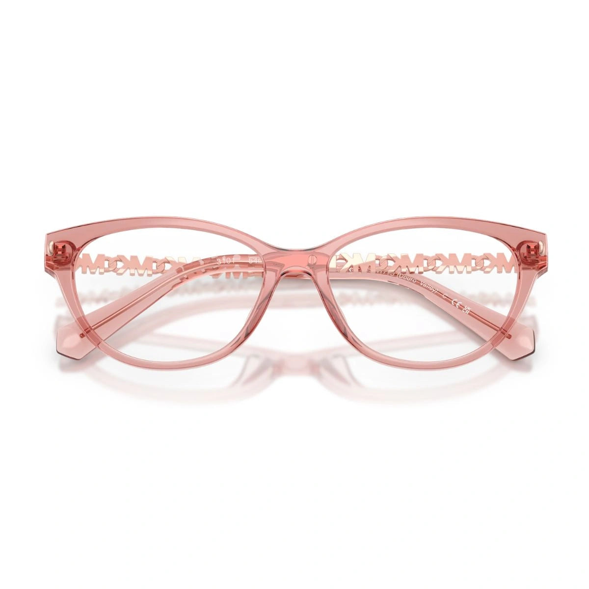 Luxury Michael Kors women's cat-eye spectacles with transparent pink acetate frame