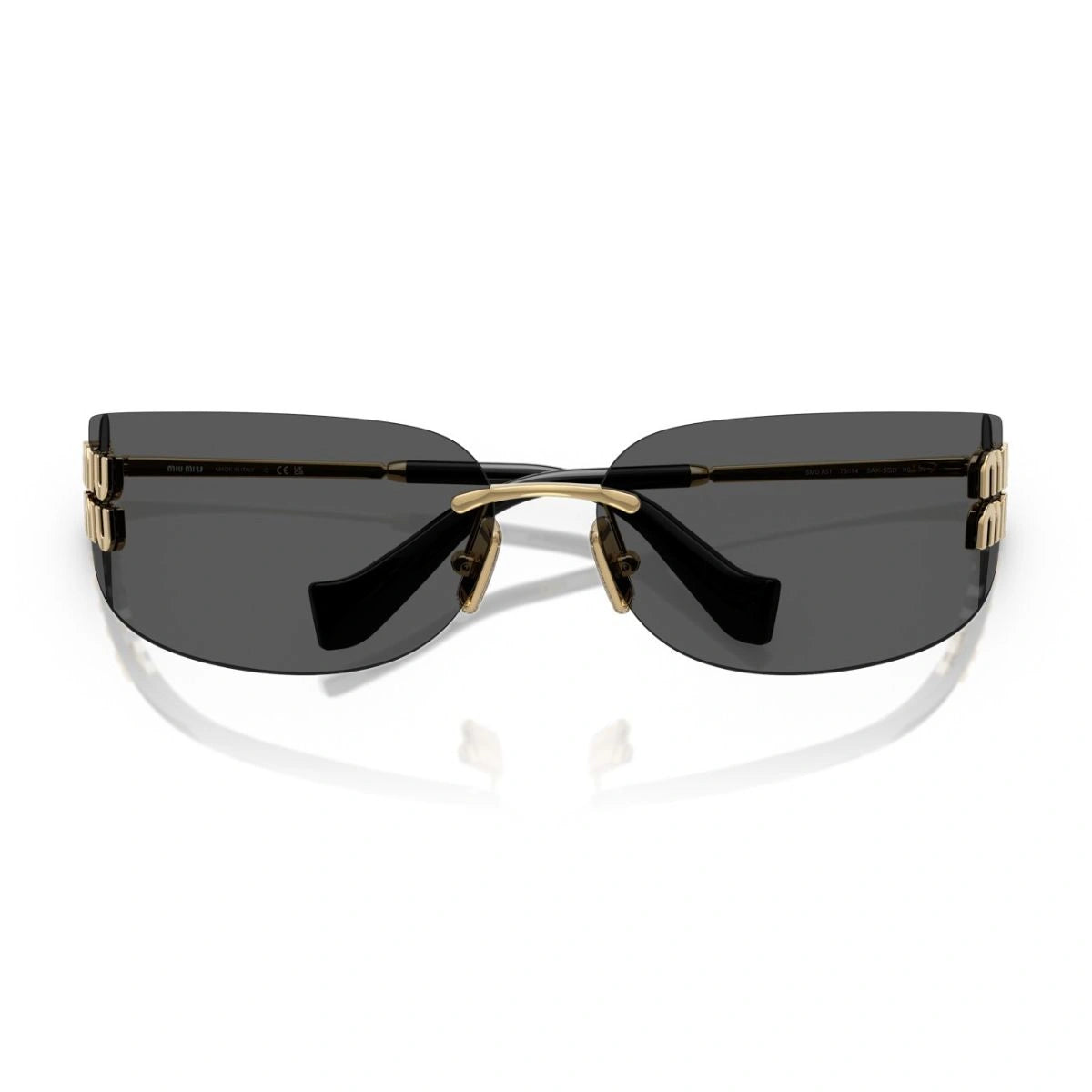 Premium Miu Miu A51S Dark Grey Lens Gold Rimless Sunglasses for Women