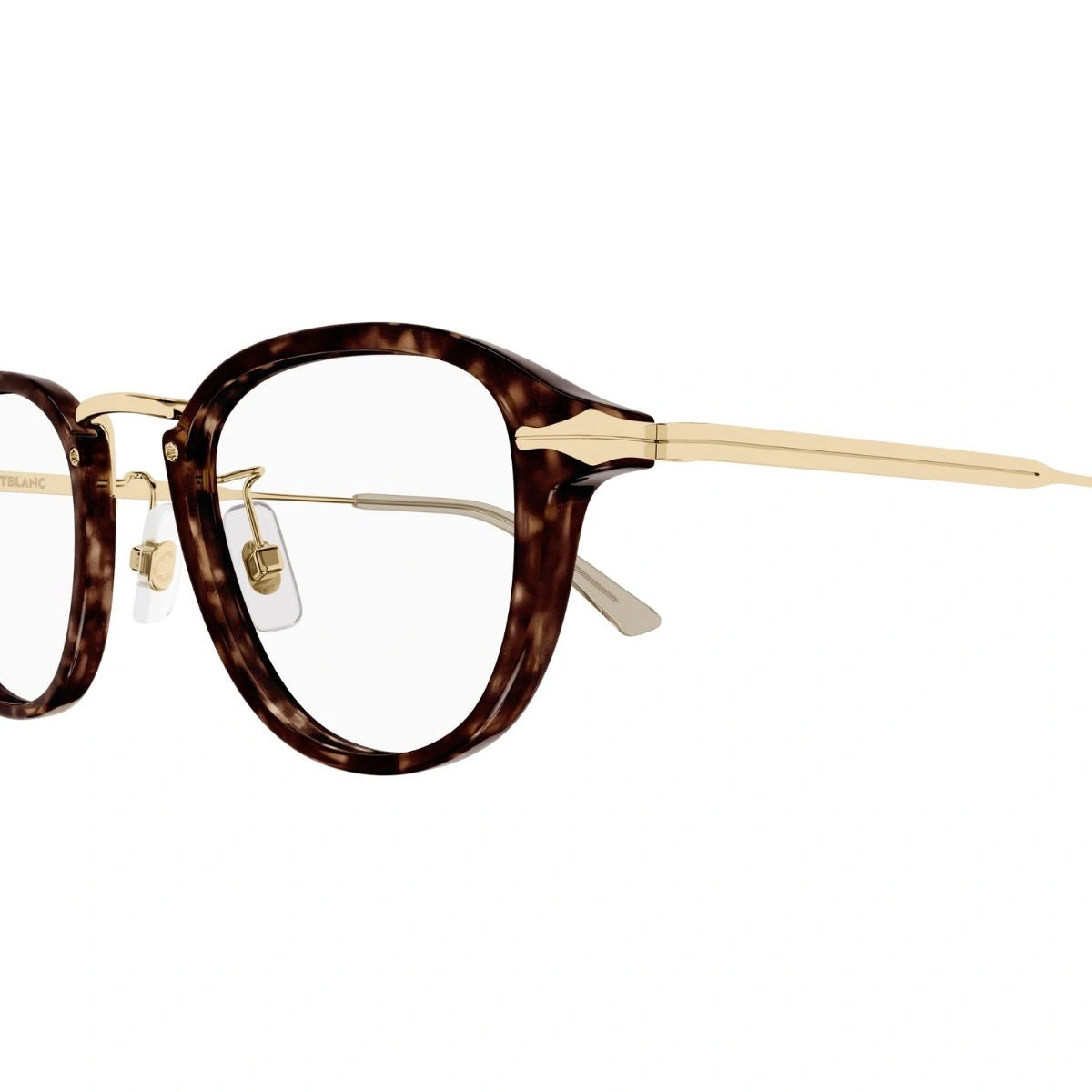 Montblanc round optical frame in Havana with nose pads