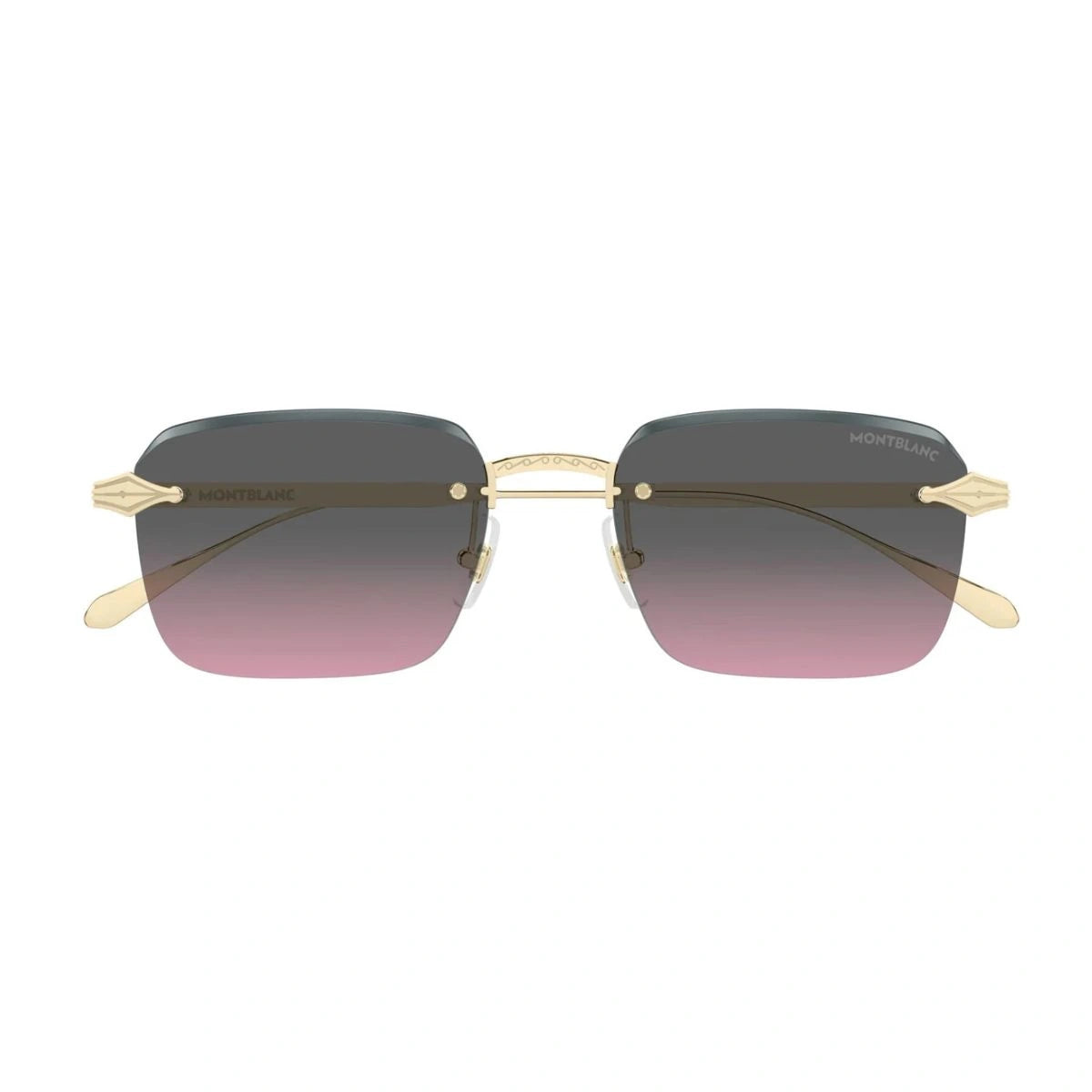Montblanc MB0456S rimless sunglasses with grey pink gradient lens