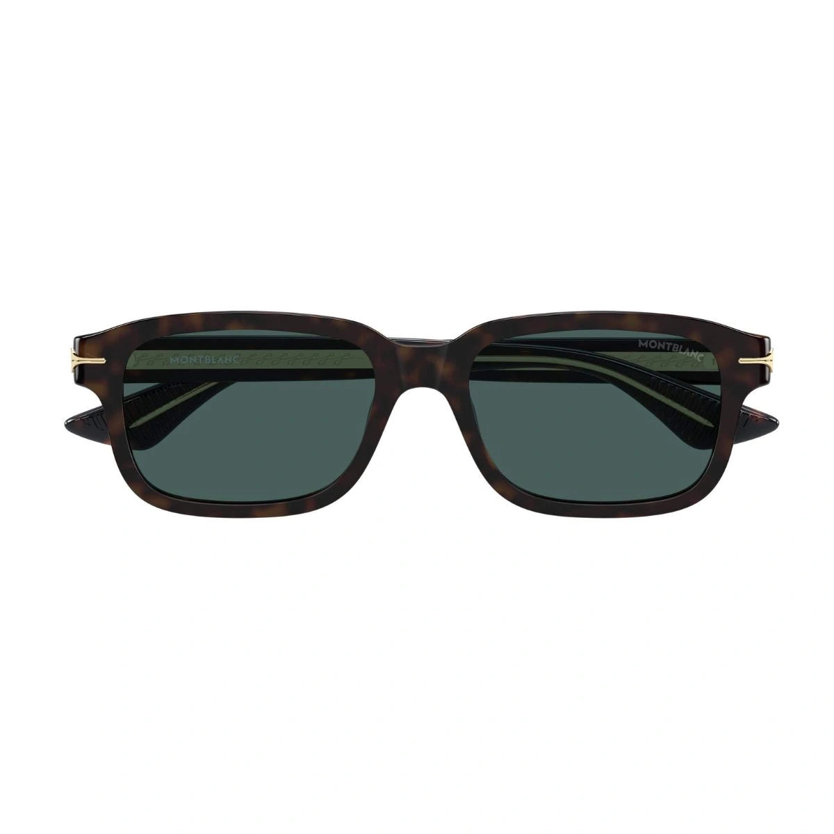 Montblanc MB0436S Havana sunglasses with green UV lenses