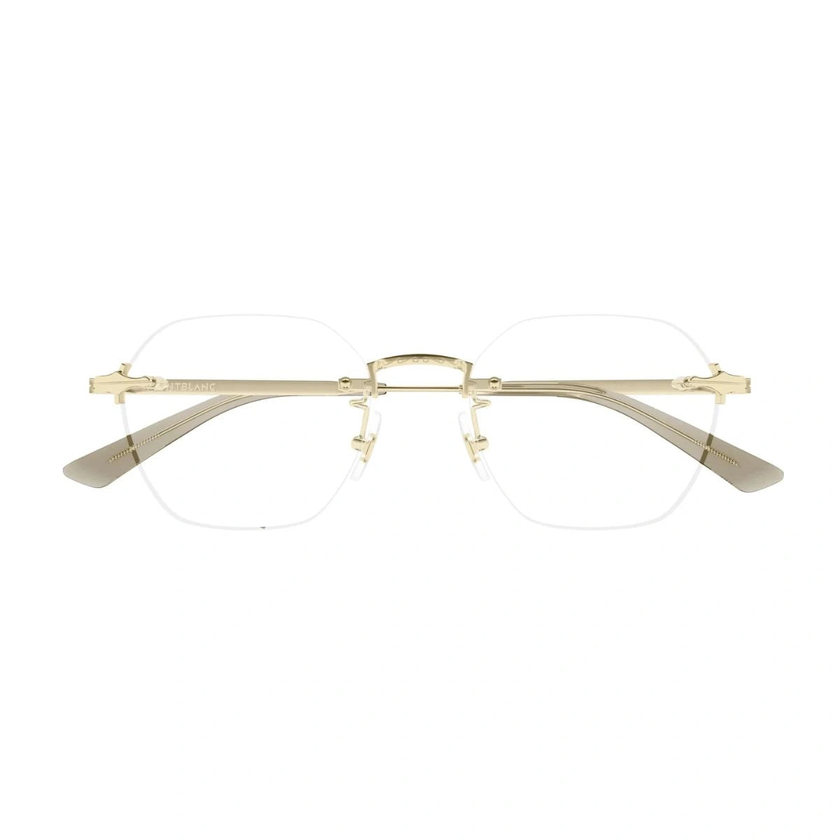 Discover Montblanc MB0403O 001 gold rimless geometric eyeglasses