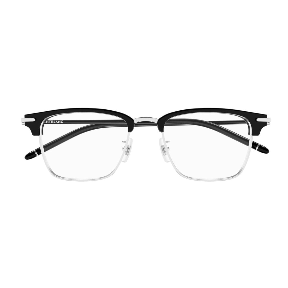 Montblanc MB0409O 001 square eyewear with signature Snowcap temples