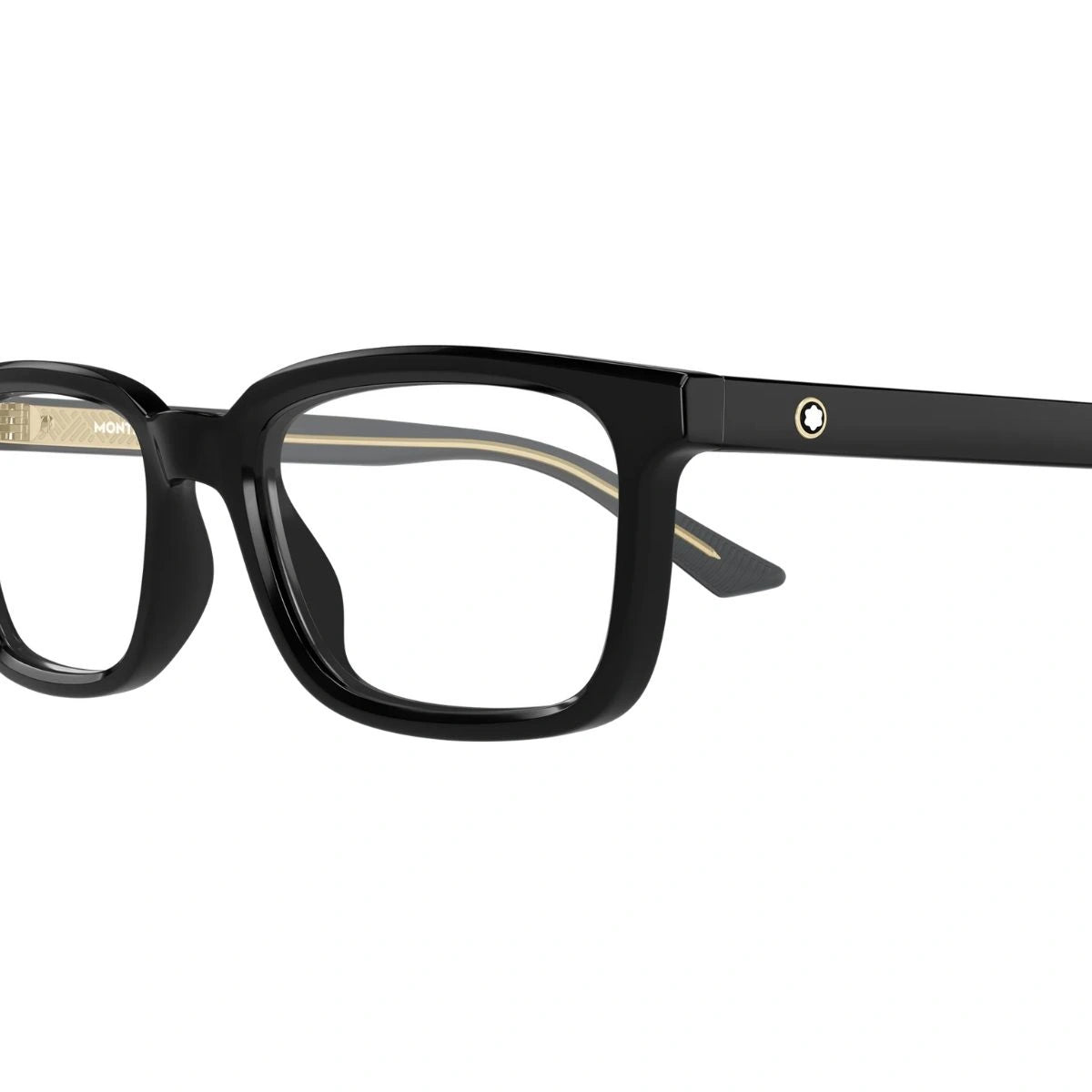 Montblanc MB0458OL 001 square eyewear with distinctive gold detailing