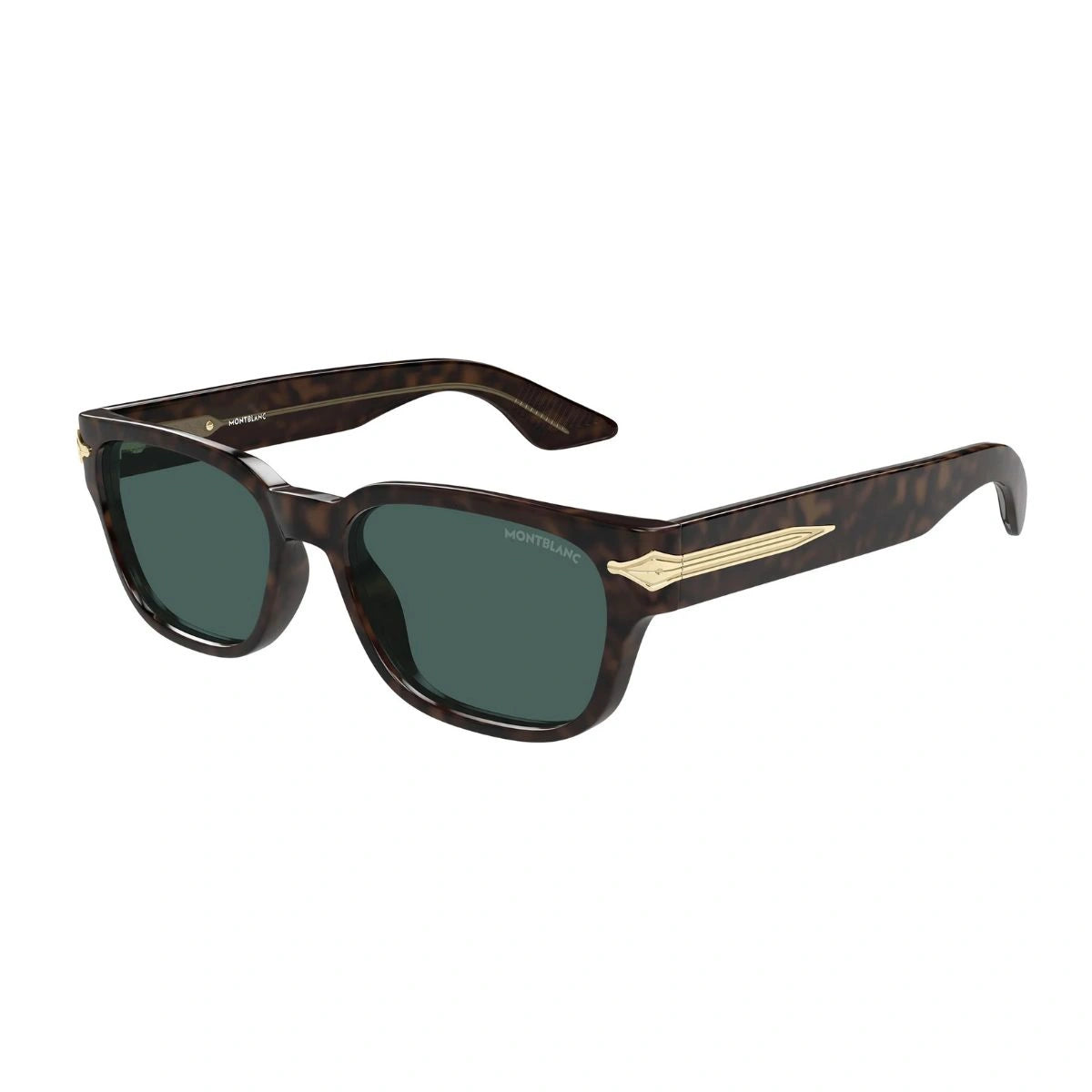 Montblanc MB0479S 002 green UV-protection sunglasses with gold temples