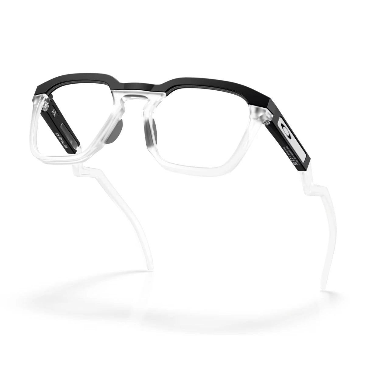 Choose Oakley HSTN SQ RX transparent and satin black unisex eyeglasses frame