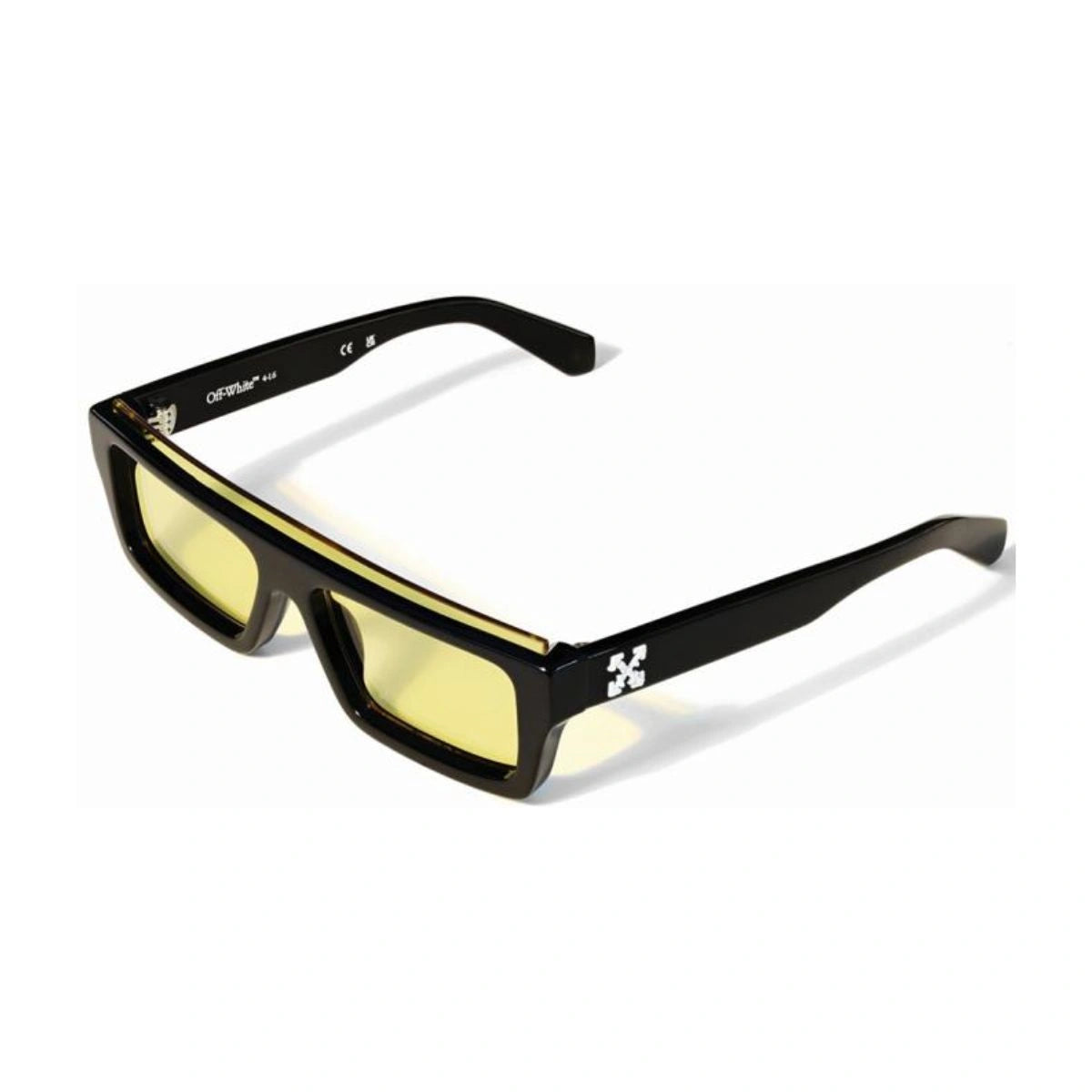 OW1048 1018 Off-White eyewear black frame men yellow lens