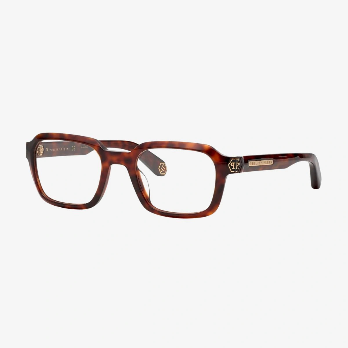 PHILIPP PLEIN VPP083 0C10 unisex square Havana eyeglasses front view