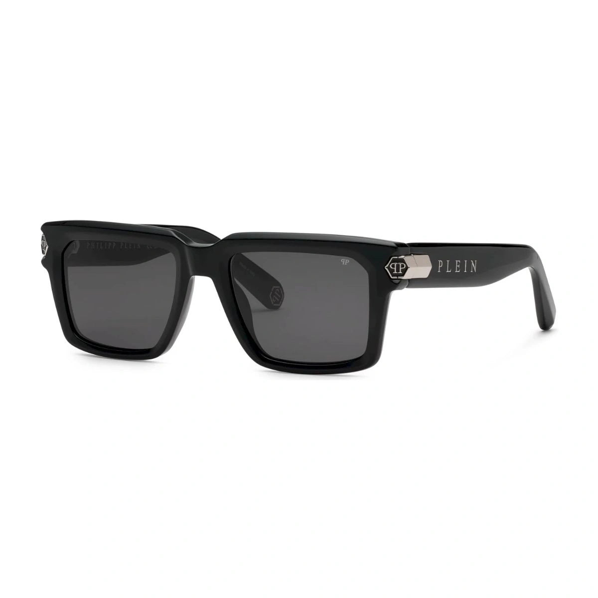 Philipp Plein black full frame sunglasses with grey lenses SPP181 0700 at Optorium