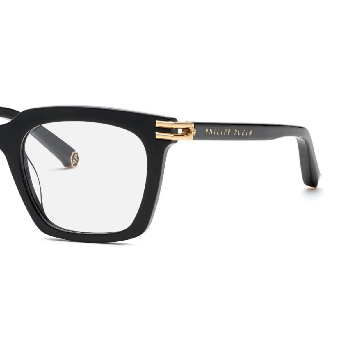 Luxury VPP115 0700 optical frame with PHILIPP PLEIN branded black temple