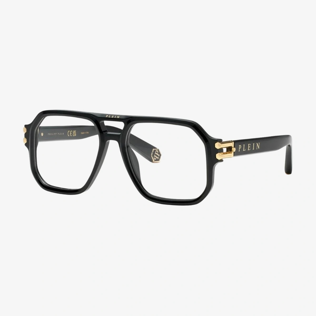 Luxury PHILIPP PLEIN VPP148 0700 Black Optical Frame with Gold Accents