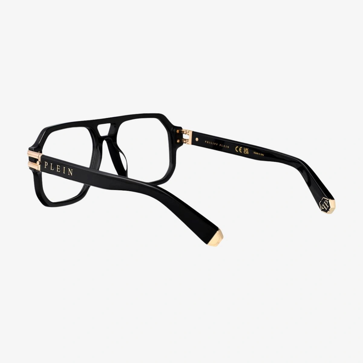 Premium VPP148 0700 Black Square Spectacles with Gold PP Temple Tips
