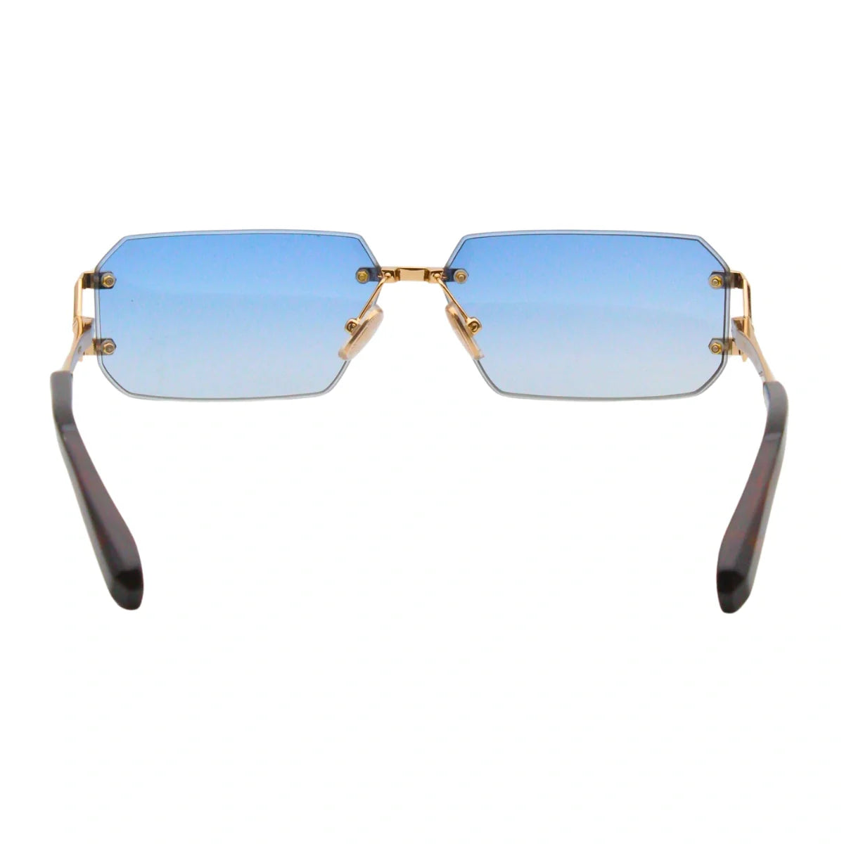 Buy Philipp Plein sleek goggles SPP219 300K rimless rectangle sunglasses featuring a sleek luxury design– available online at Optorium