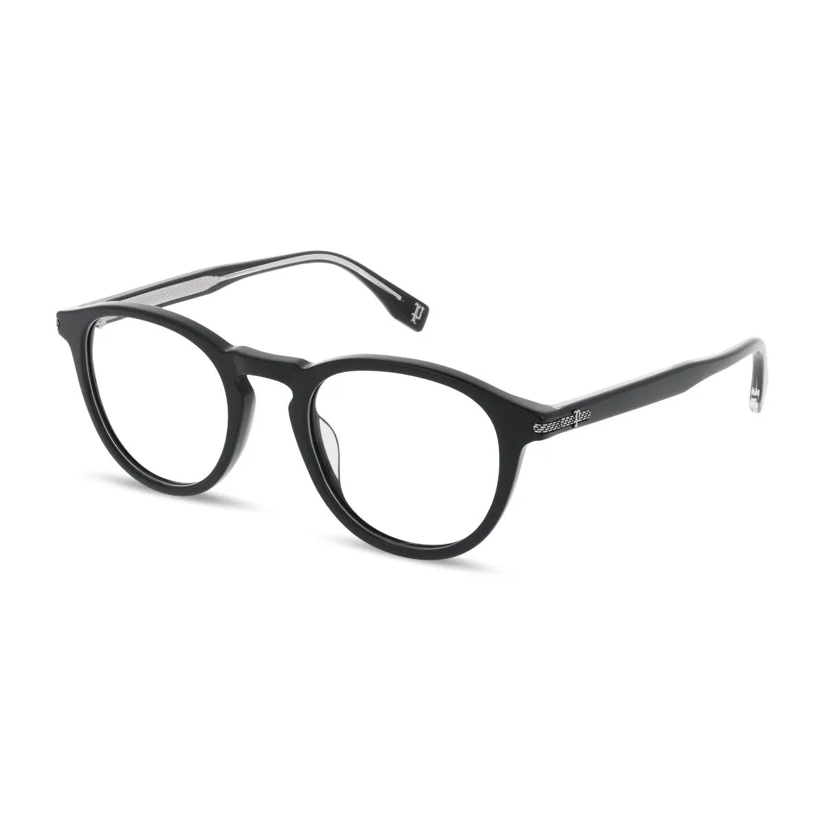 Police Grind 5 VPLR63K 0700 premium black round eyeglass frame at Optorium