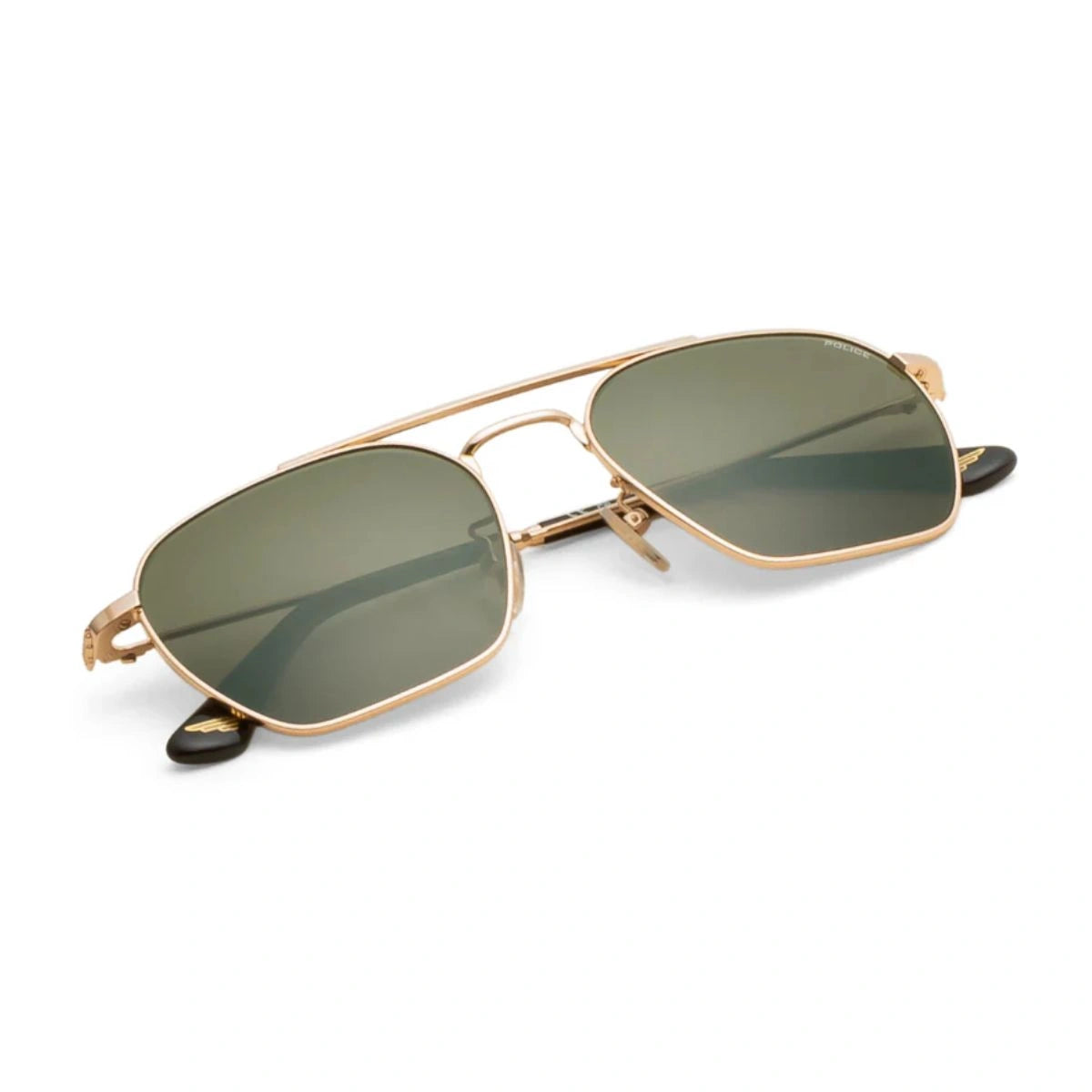 Original Police Gold Aviator Sunglasses Green UV Protection Shades for Driving