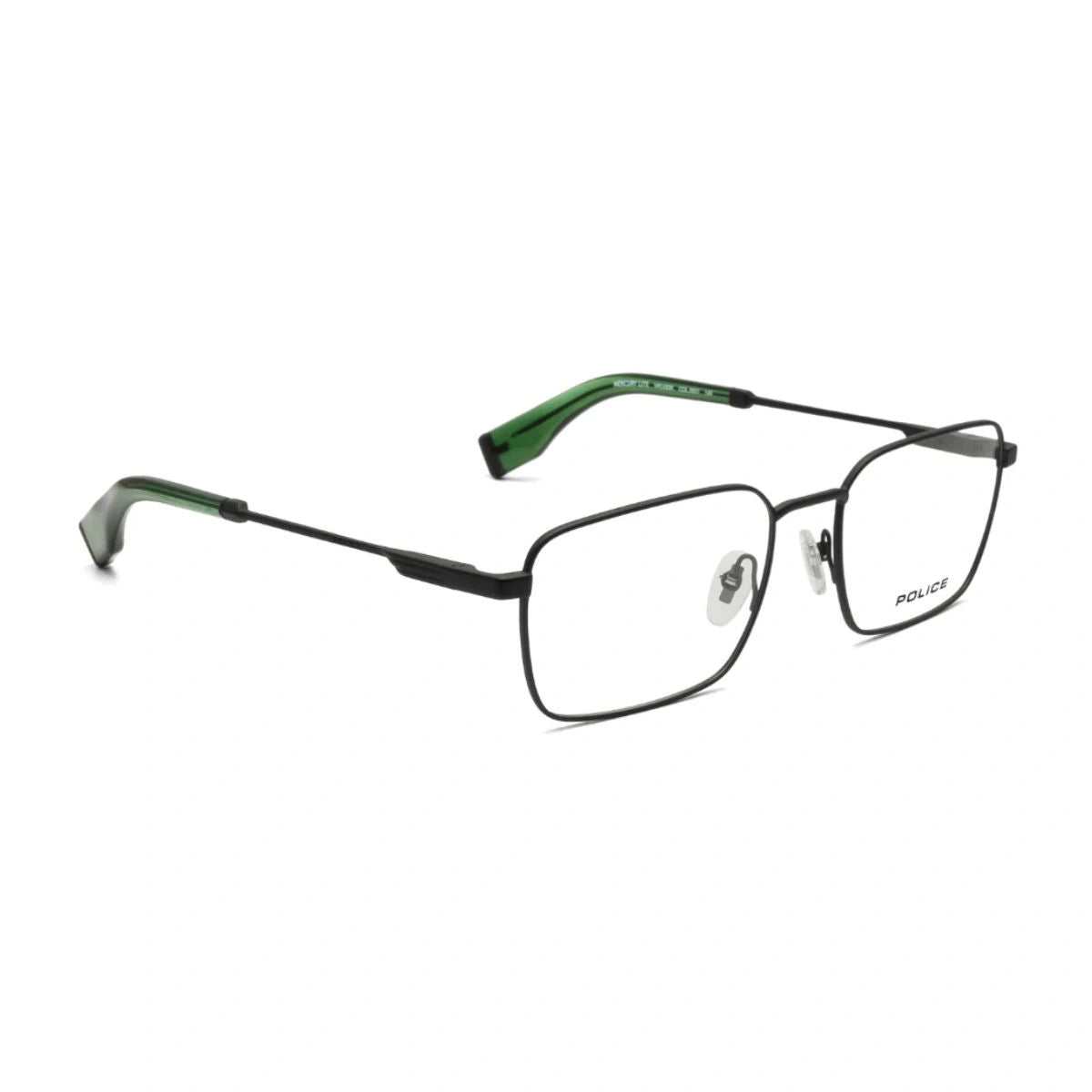 Matte black Police VPLV93K 0531 lightweight rectangular eyeglasses frame