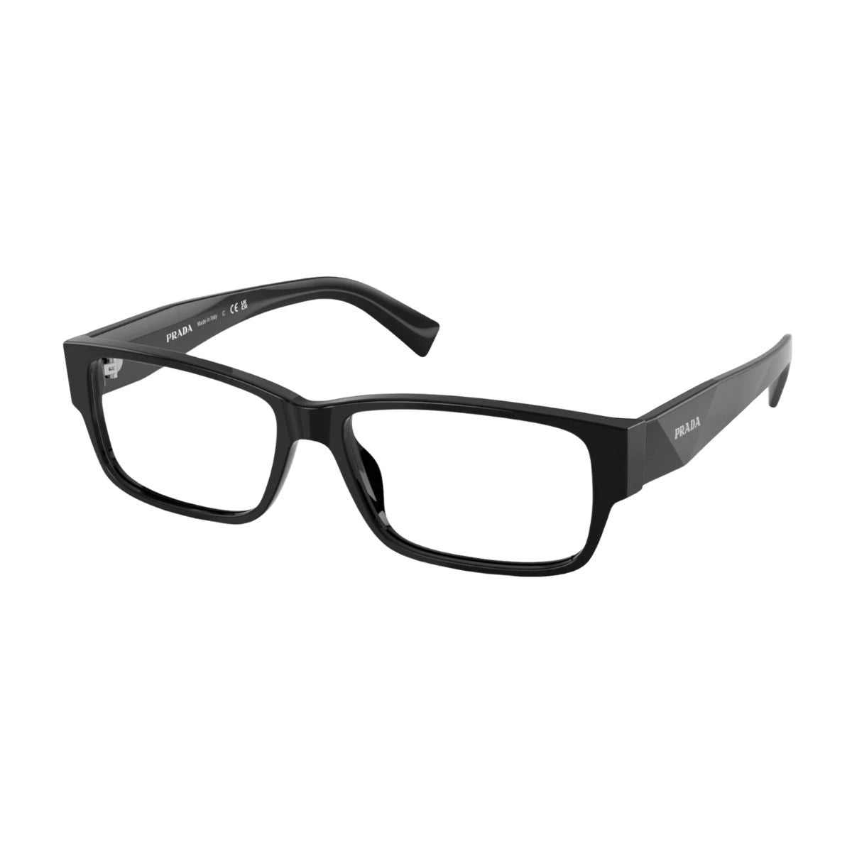 Authentic Prada VPR B09 16K-1O1 Black Acetate Rectangle Optical Eyeglasses