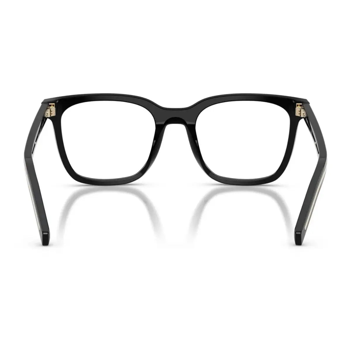 Luxury Prada black optical frame with gold temple accents at optorium india