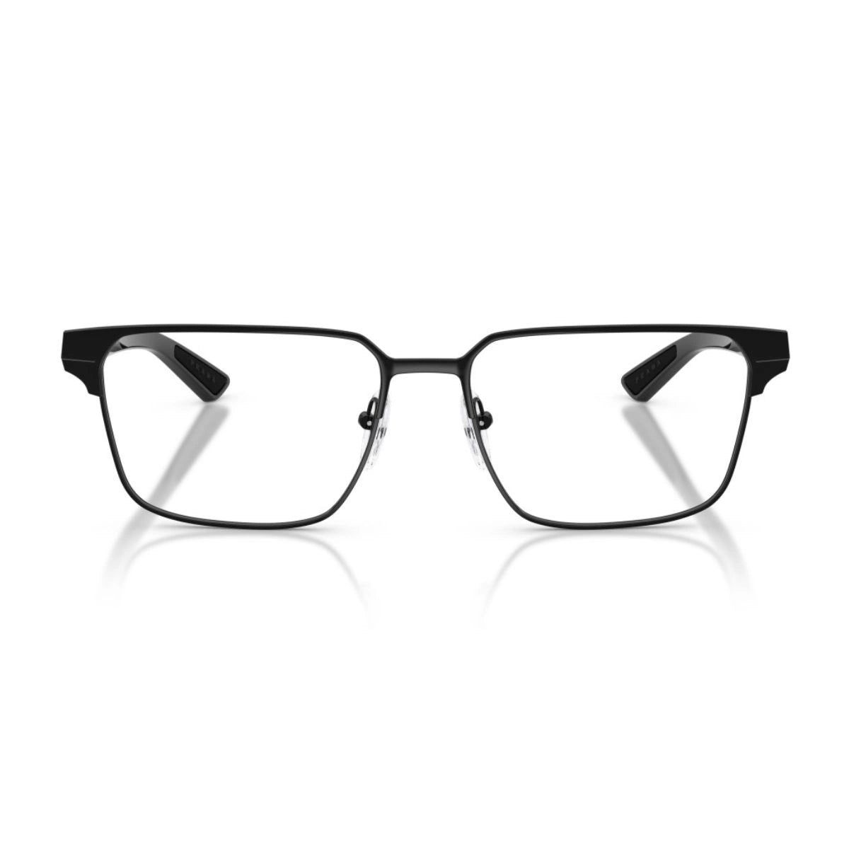 Prada Linea Rossa VPS 05T 1AB-1O1 black metal square optical frame front view