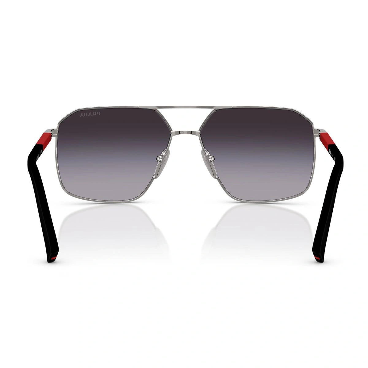 Prada Linea Rossa SPS A50 luxury metal aviator sunglasses with signature rubber temples