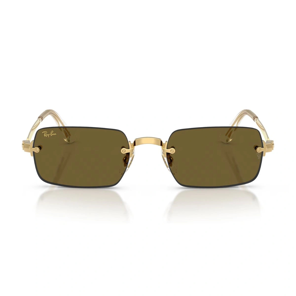 Authentic Ray-Ban A$AP Rocky Gold Rimless Rectangle Designer Sunglasses