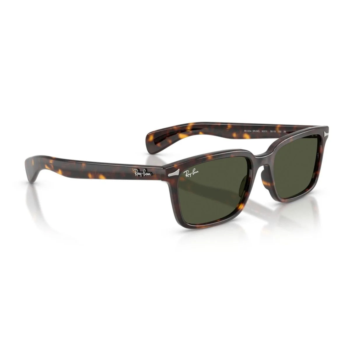 Havana Ray-Ban Brunel RB2234 902/31 shades with green UV-protection lenses