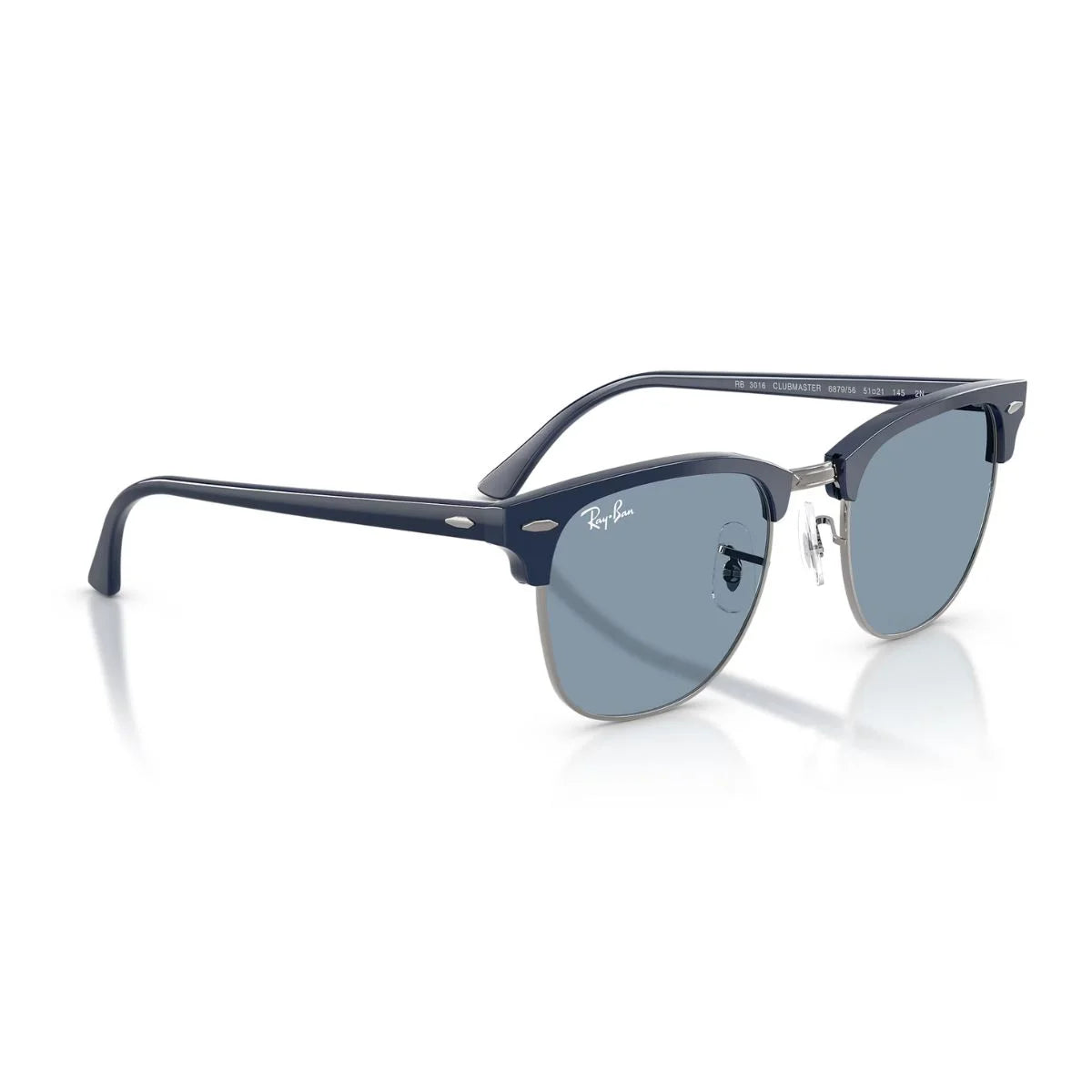 Iconic Ray-Ban Clubmaster blue sunglasses with silver-tone metal detailing