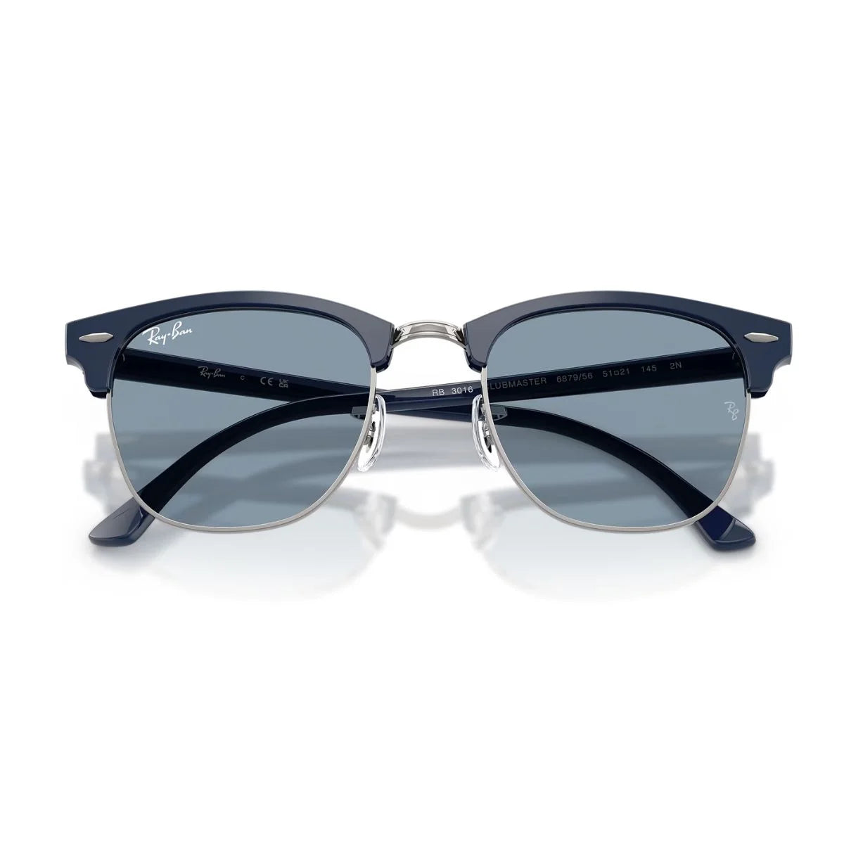 Ray-Ban RB3016 6879/56 Clubmaster blue square sunglasses with UV protection