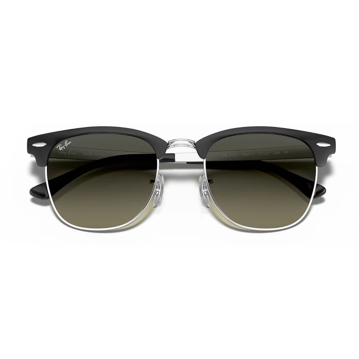 Signature RB3716 Clubmaster temples with authentic Ray-Ban branding