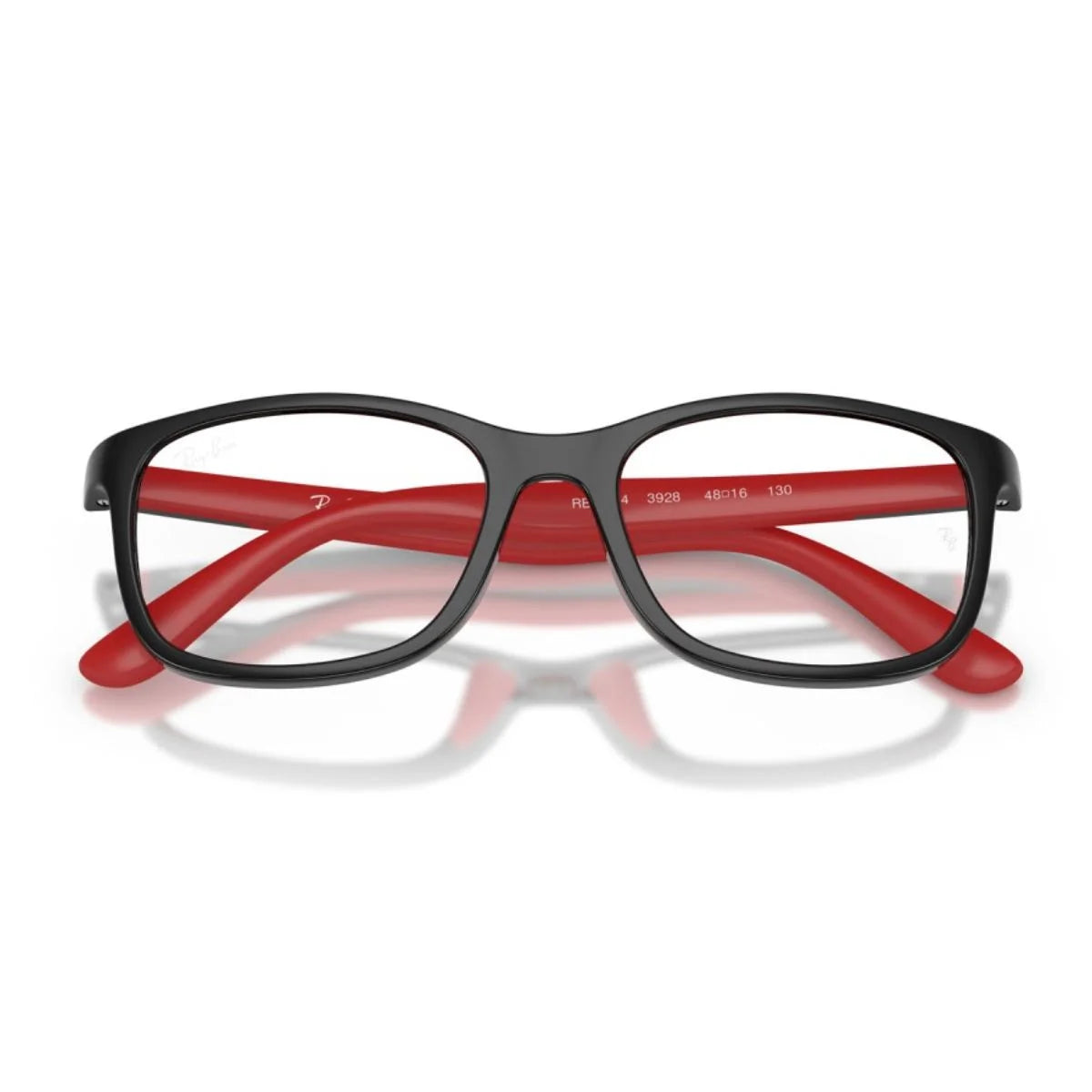 Black Ray-Ban RB1644 3928 children’s optical frames with rubber-red temples