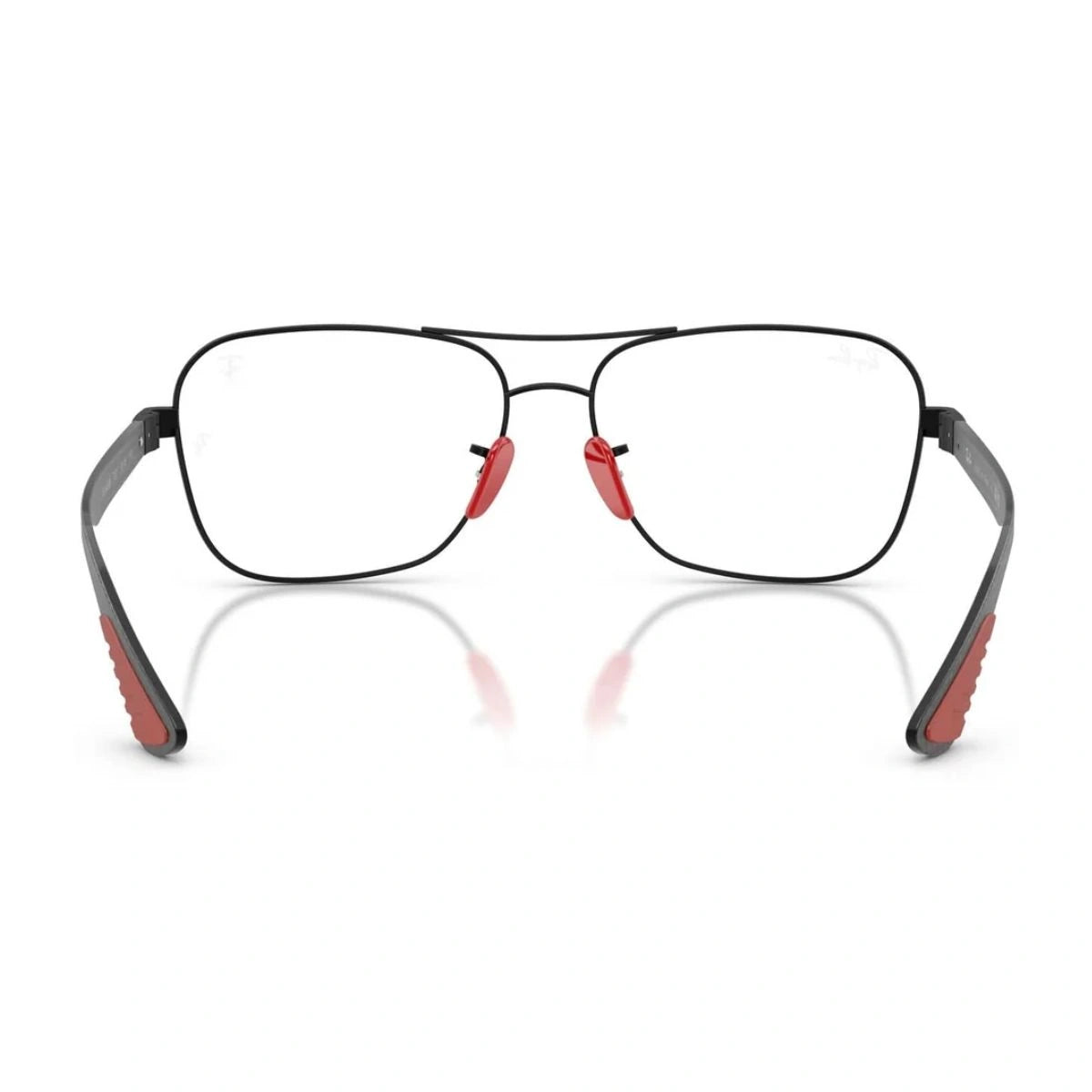 See Ray-Ban Ferrari RX8436M eyeglasses with red nose pads and double bridge