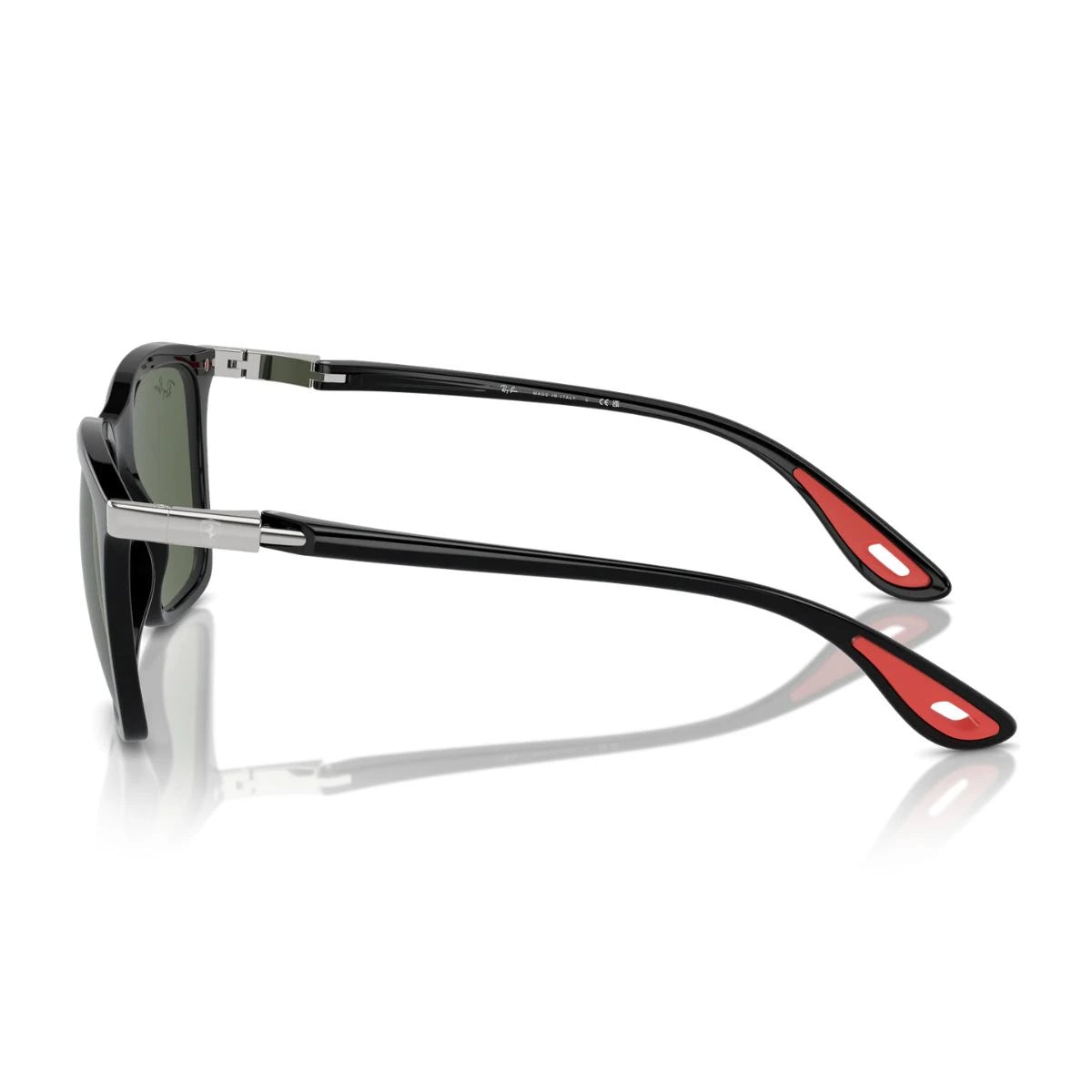 Ray-Ban black frame sunglasses RB4433-M F601/71 with stylish red colour temples at Optorium