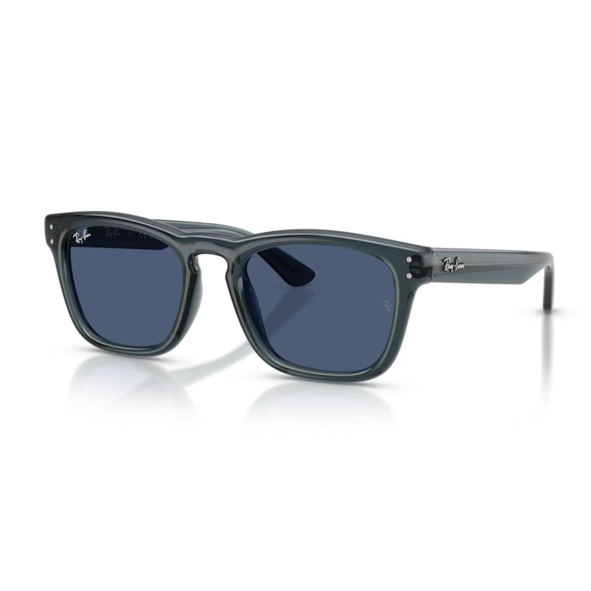 Transparent blue Ray-Ban RB2238 propionate sunglasses with a keyhole bridge