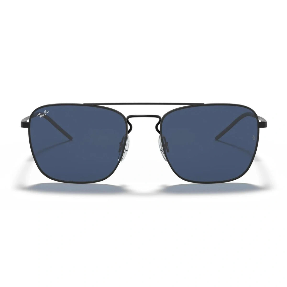 Introducing Ray-Ban RB3588 9014/80 black metal square sunglasses with blue UV lenses