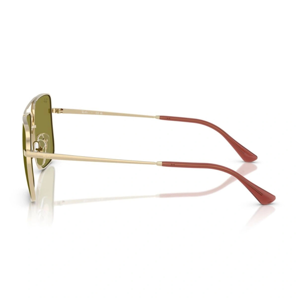 Side-view Ray-Ban RB3758 metal temple eyewear with red acetate tips