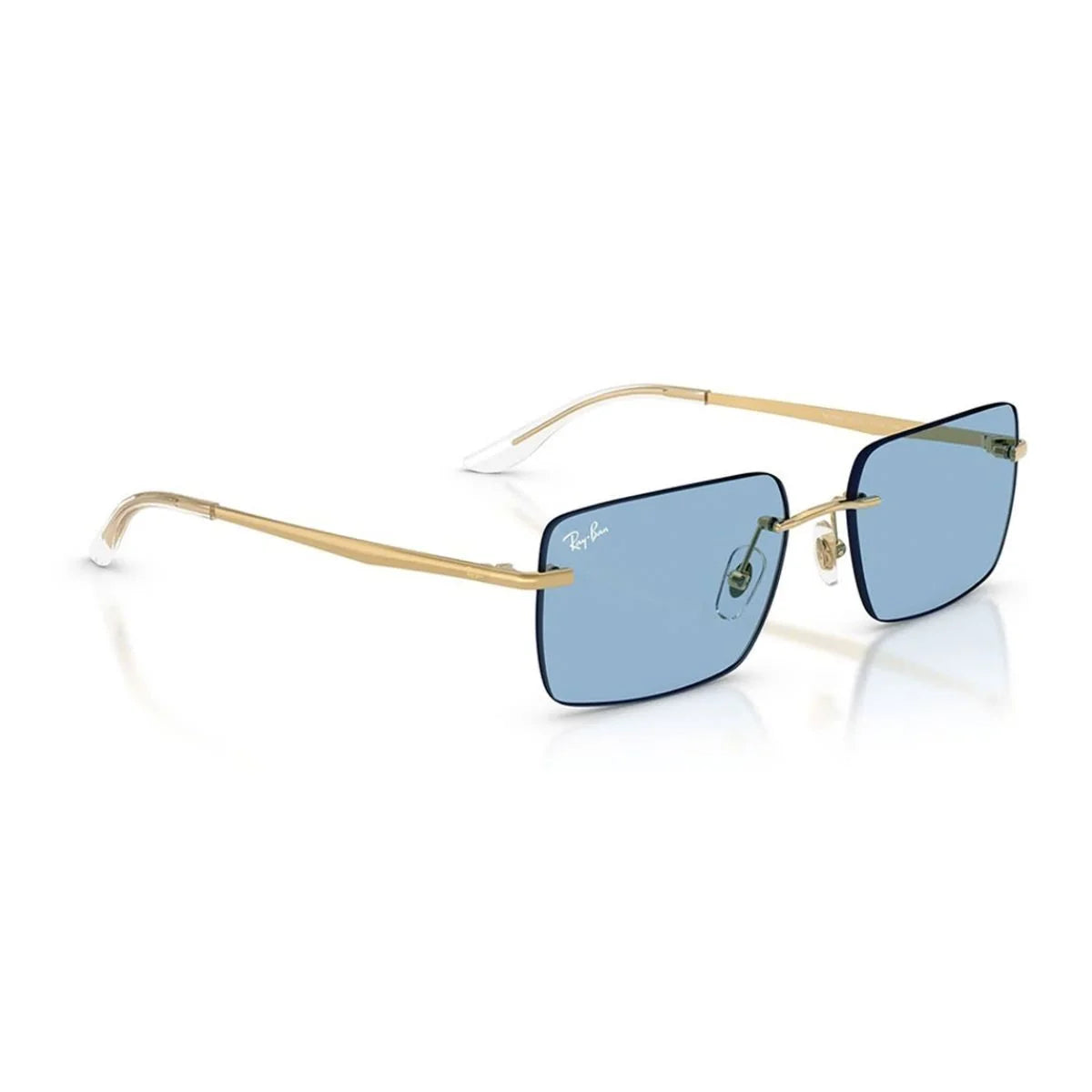 Light blue lens Ray-Ban RB3786I 001/72 sunglasses with gold temples