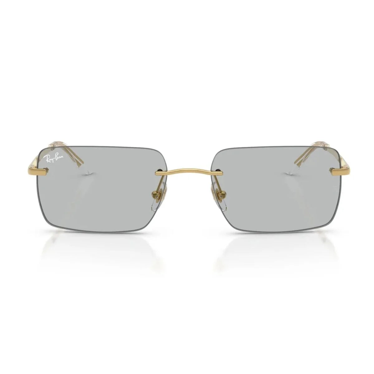 Ray-Ban RB3786I 001/87 gold-tone rectangular sunglasses with grey lenses