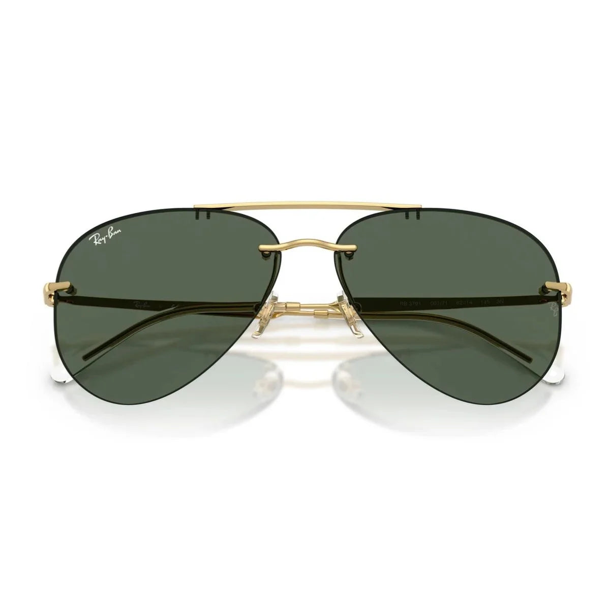 Authentic Ray-Ban aviator sunglasses with dark green lenses and gold double bridge