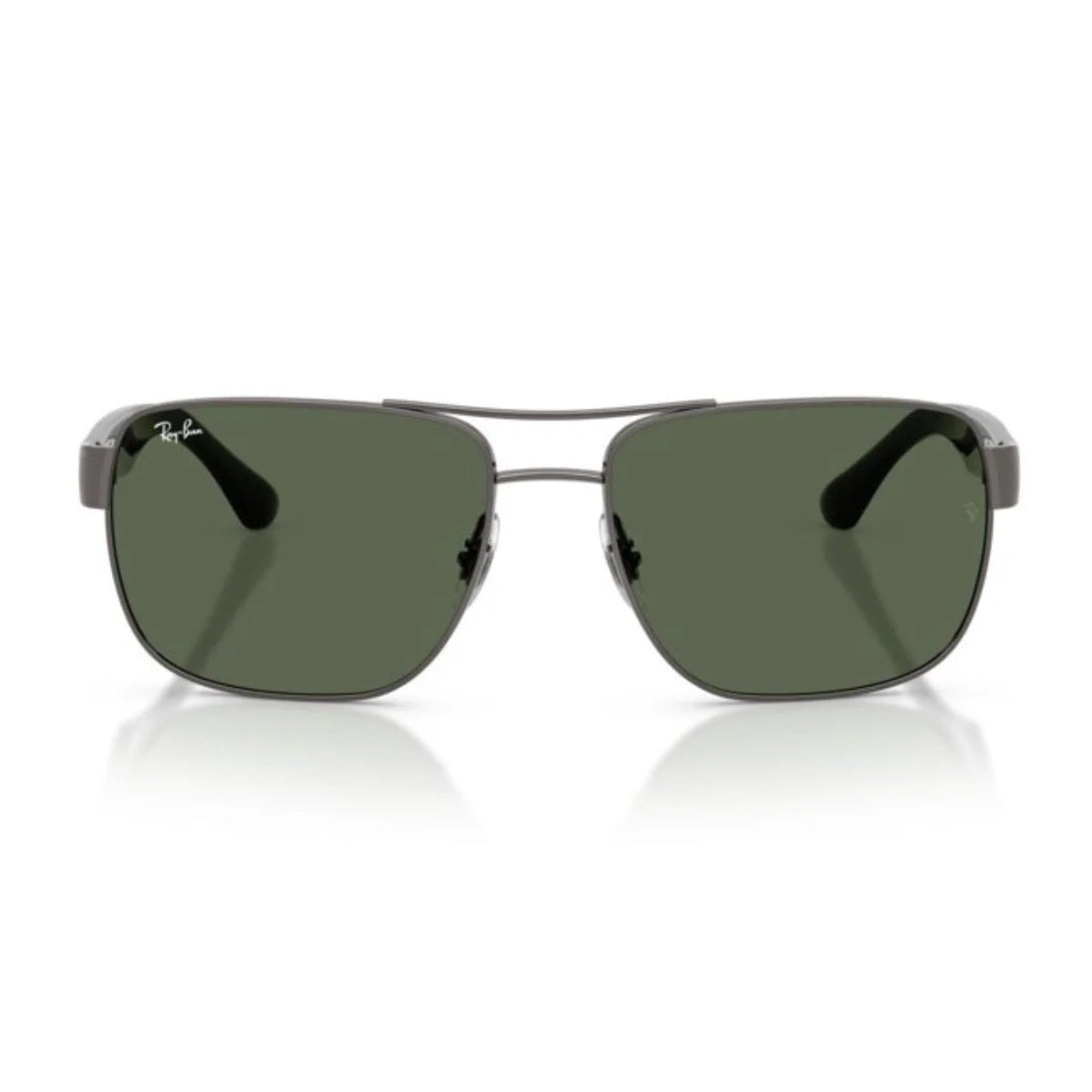 Ray-Ban RB3801I 004/71 gunmetal square sunglasses with green lenses