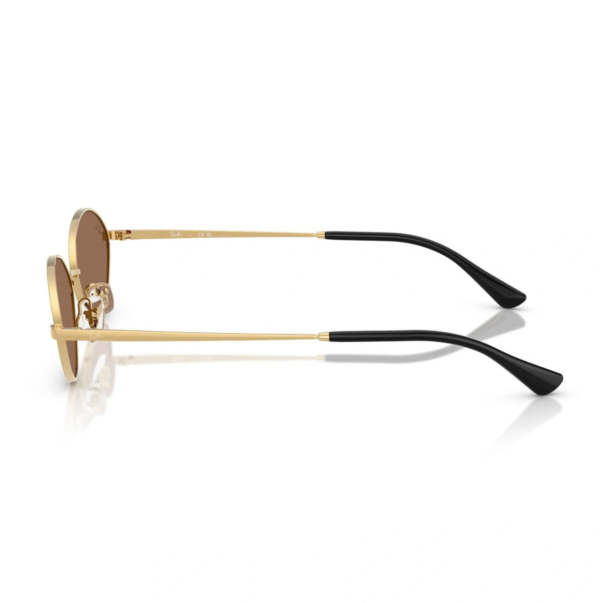 Pale gold Ray-Ban sunglasses with black acetate temple tips