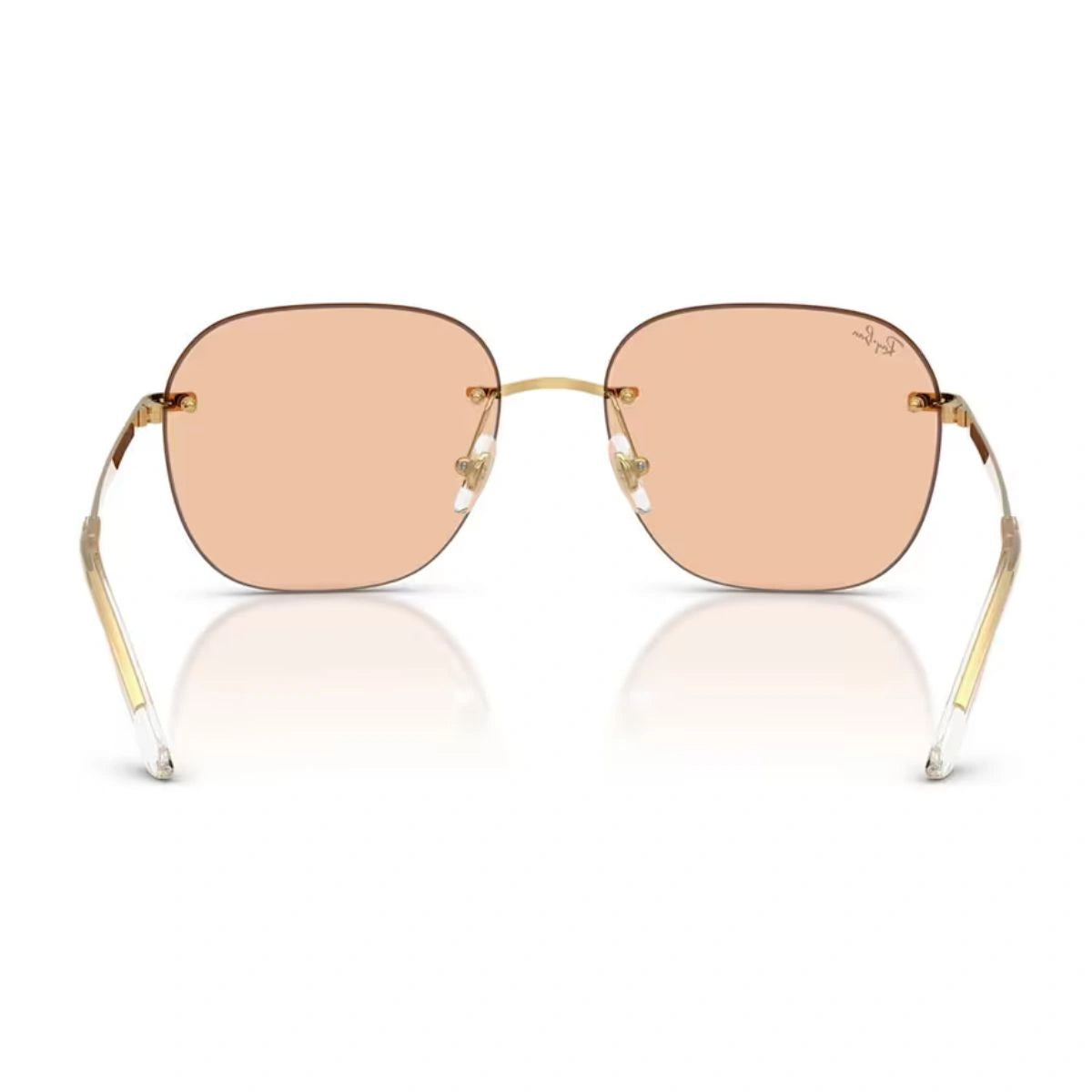 Peach UV lens Ray-Ban sunglasses with transparent tips